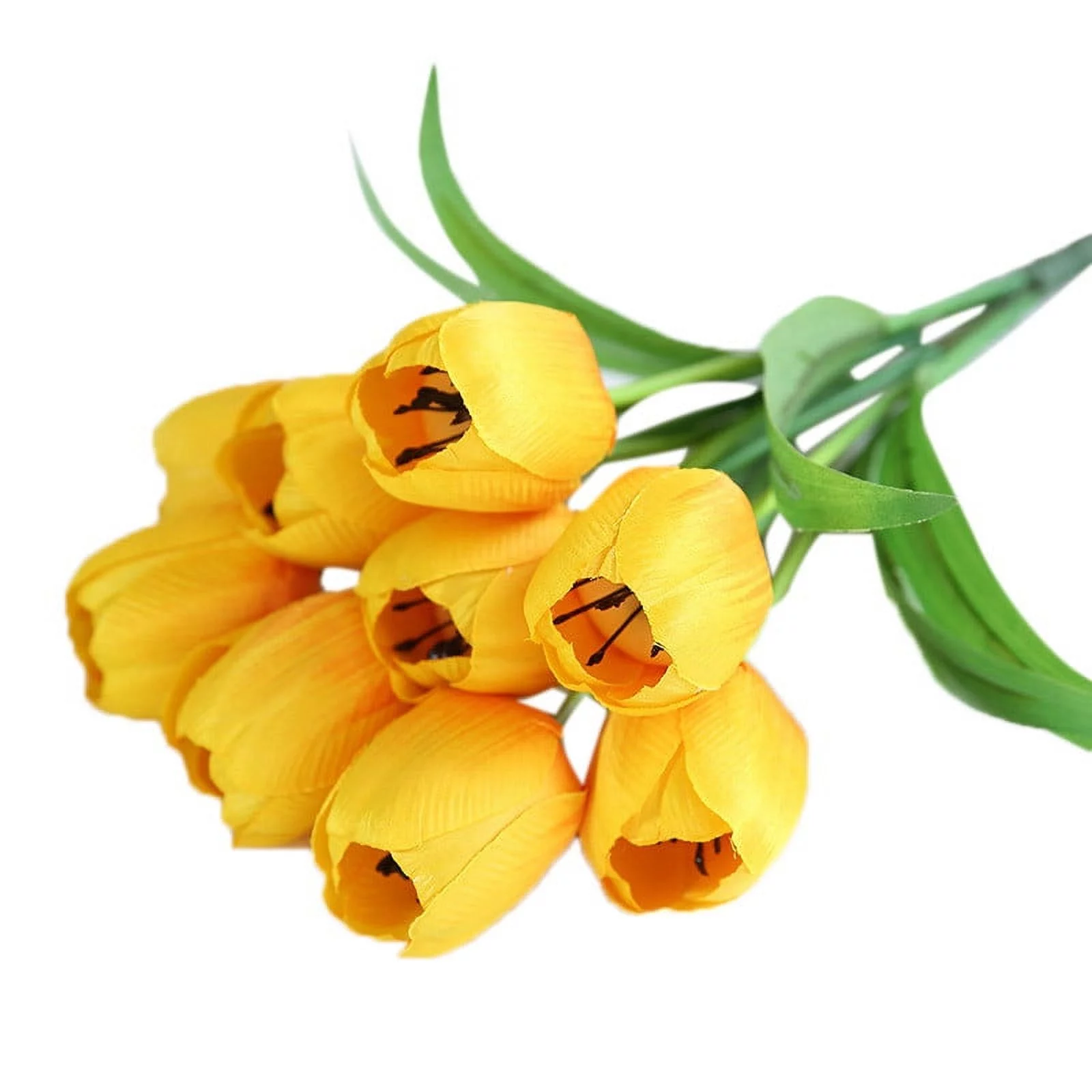 BKBP 9 Head Fake Flowers Artificial Tulip Silk Flowers Indoor White Flower Bouquet Home Real Bridal Latex Wedding Decor Artificial Mother's Simulation Artificial Flowers