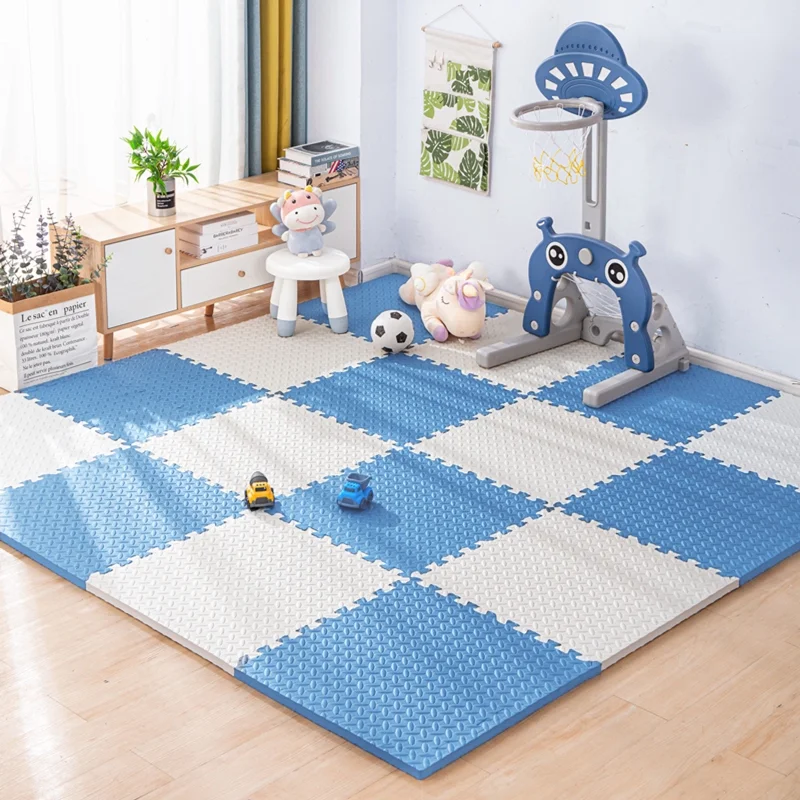 Puzzle Mat For Children Tiles Foam Baby Play Mat Kids Carpet Mat for Home Workout Equipment Floor Padding for Kids navy blue - white 8 pieces-1cm