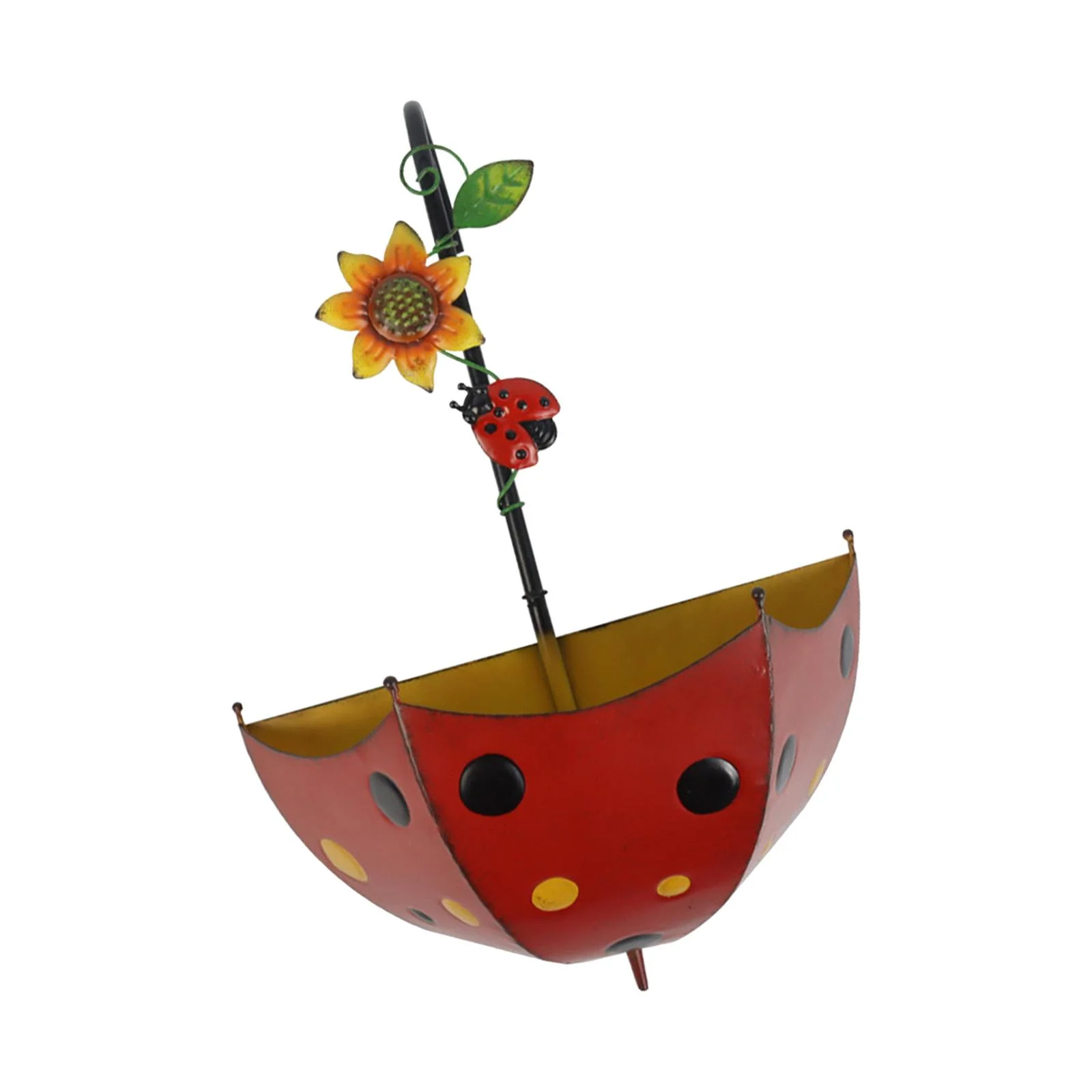Gazechimp Railing Flower Pot Creative Garden Decor Wall Mounted Planter Umbrella Flowerpot red ladybug