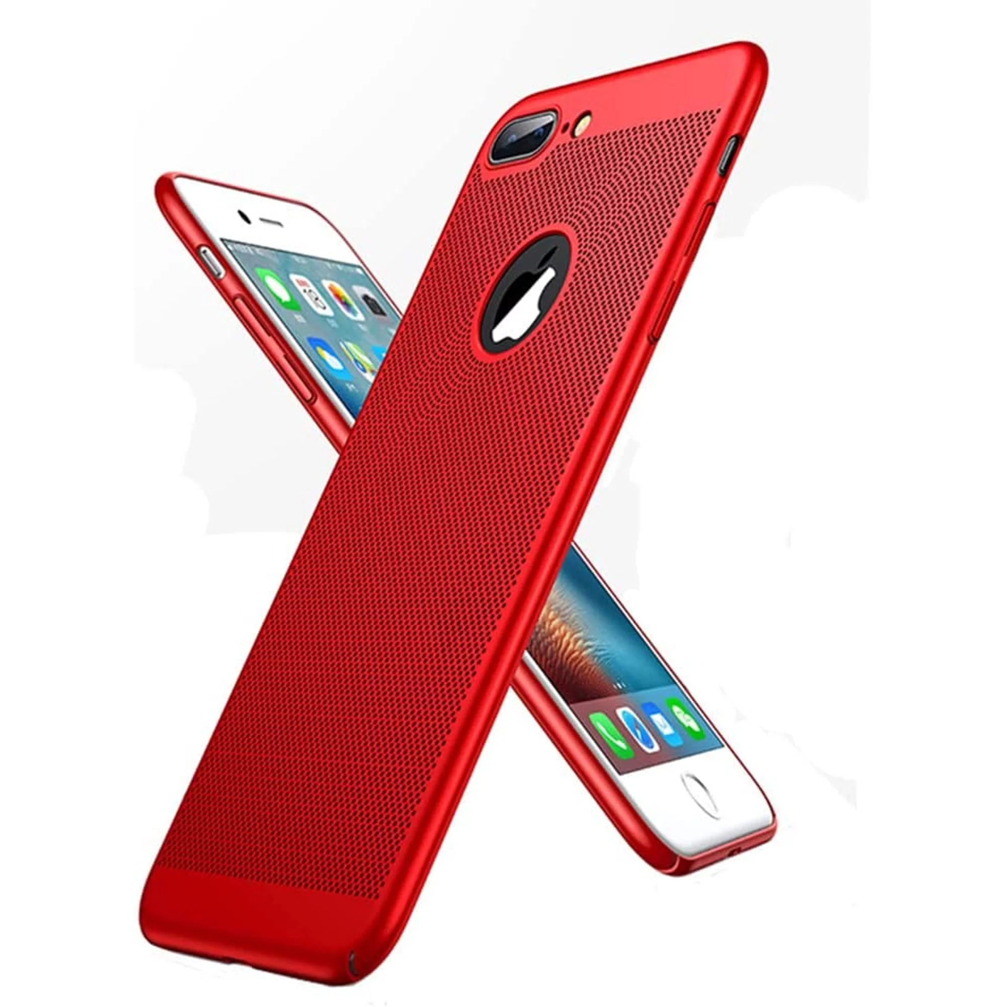 Heat Dissipation iPhone 8 Case (Red) Breathable Cooling Hollow Cellular Hole Full Camera Lens Protection Ultra Slim Cover