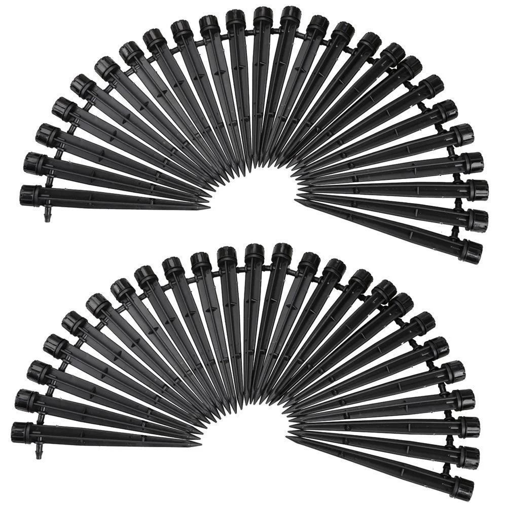 50 Pcs 360 Degree Adjustable Water Flow Irrigation Drippers on Stake Emitter Drip System