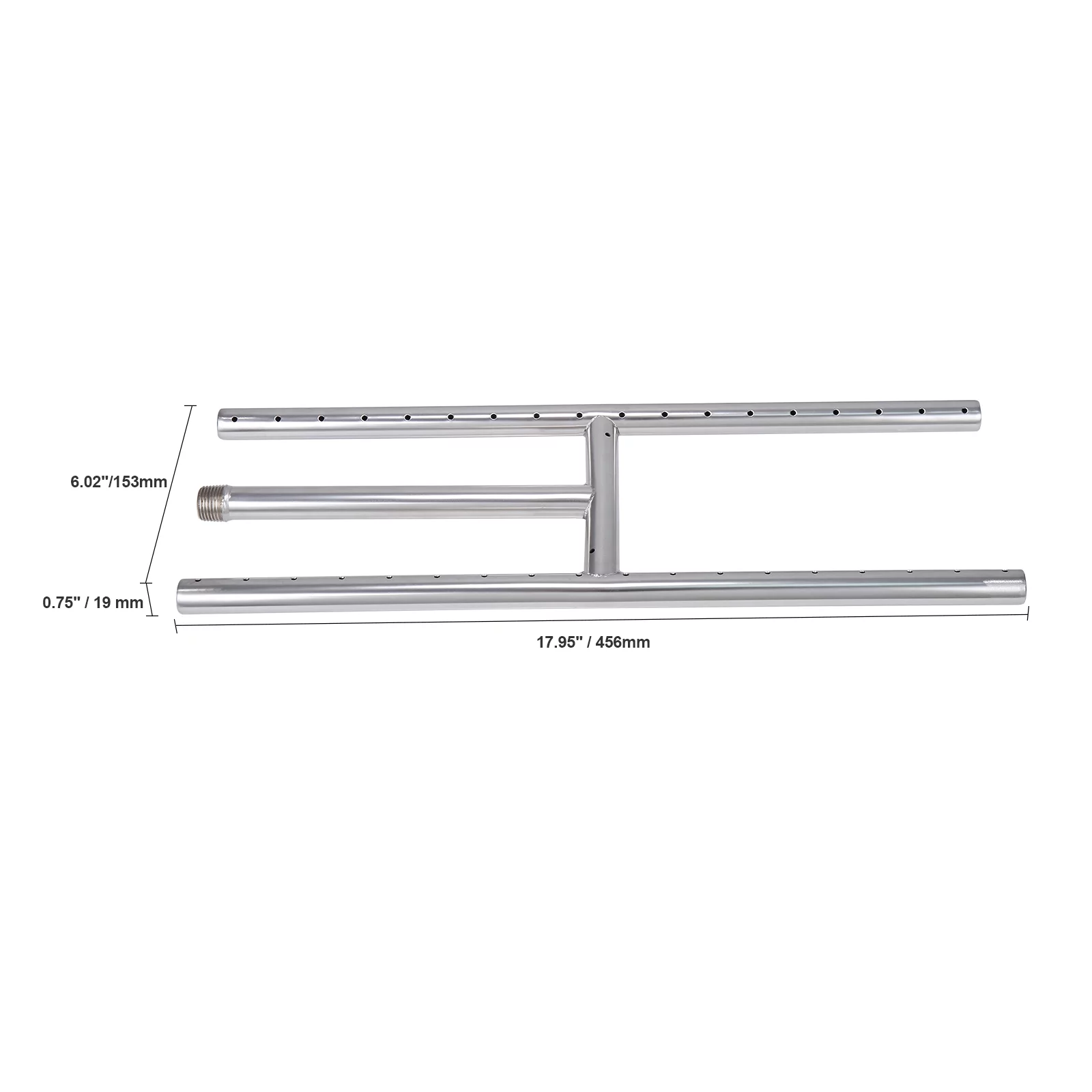 BENTISM 6 x 18 inch Drop-in Fire Pit Pan H-shape Fire Pit Burner 90,000 BTU