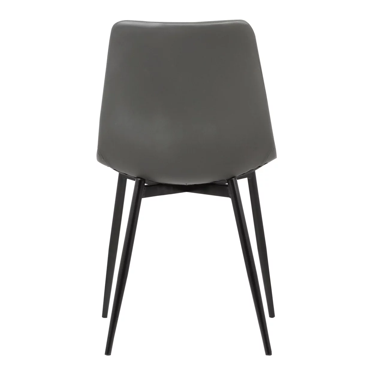 Benjara Leatherette Dining Chair with Bucket Seat and Metal Legs, Gray and Black