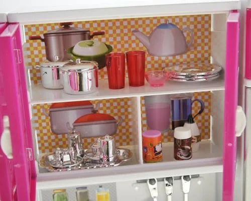 PowerTRC Modern Kitchen Toy Playset: Deluxe Playset with 11.5” Doll, Lights, Sound, and Battery Operated | Includes Fridge, Freezer, Sink, Dishwasher, Oven, Stove & Microwave for Endless Fun!