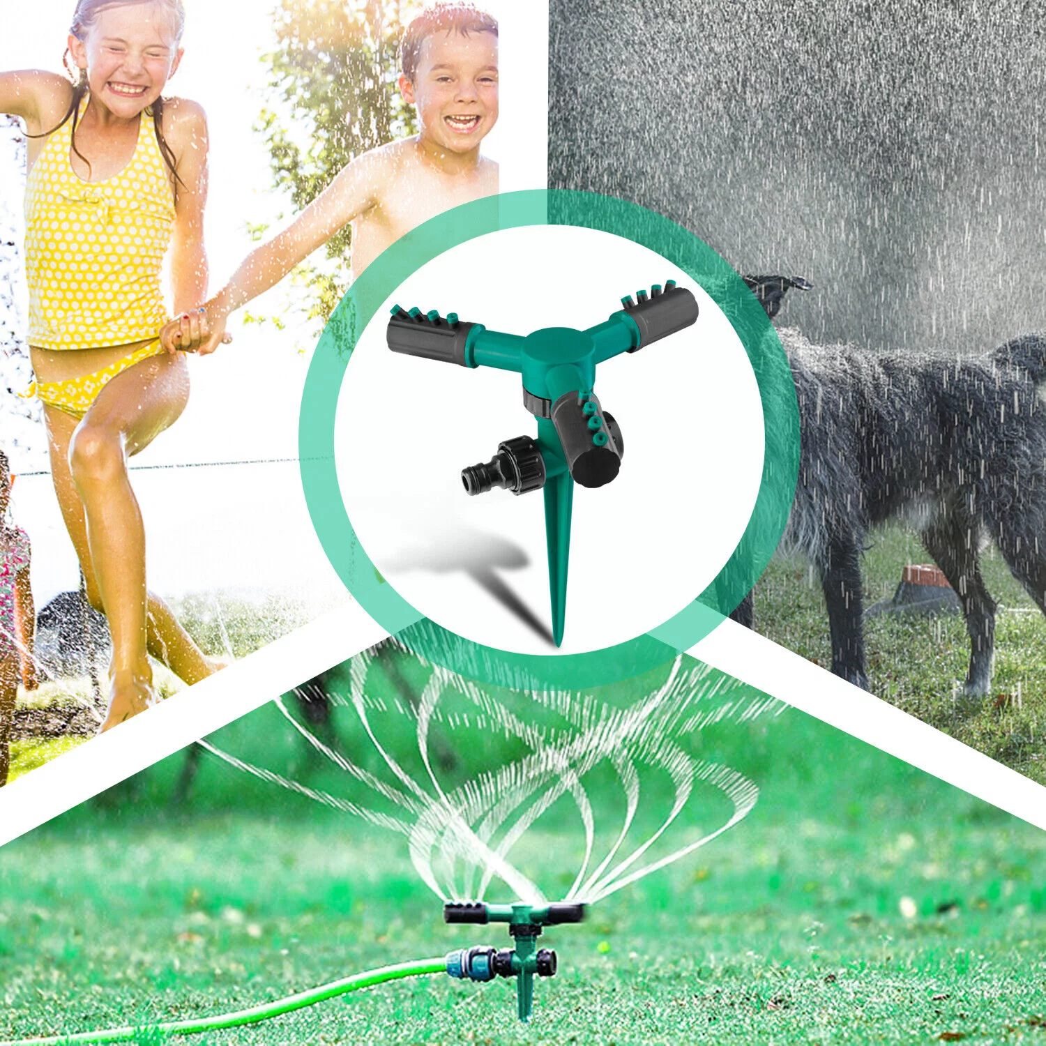 Garden Lawn Sprinkler 3Auto Spray Grass Watering Irrigation System Patio Yard