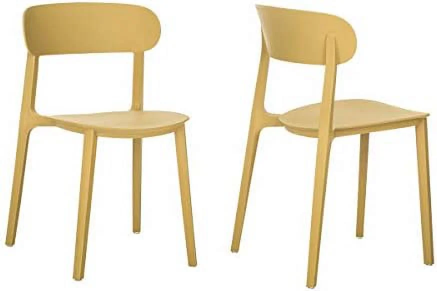 SJOLKMN 2 x Campus Series Side Chairs  Mid-Century Modern Dining Chair  Stackable Chair  Great for Indoor and Outdoor (Moss Grey)