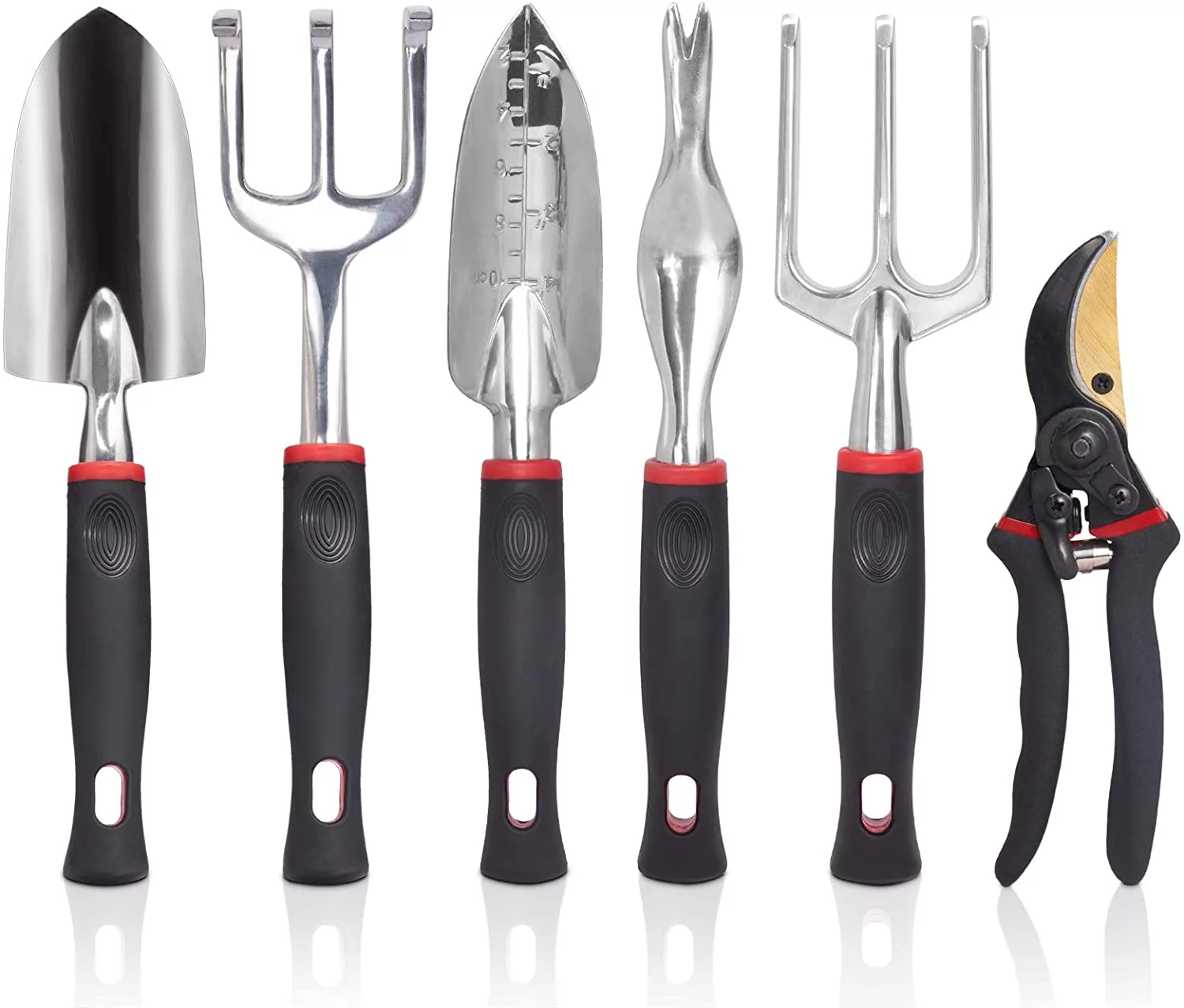 6-Piece Garden Tool Set, Ergonomic Handle Gardening Kit for Beginner and Gardener, Ideal Gifts for Women & Men
