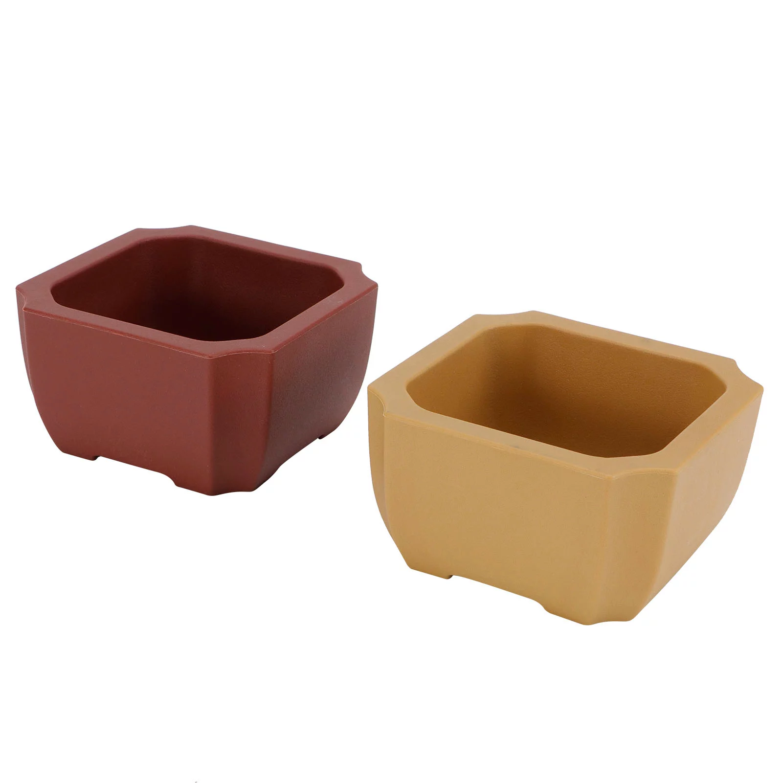 Eddwiin Flower Pot - 2pcs/set Mini Square PU Flower Pot Super Fall Resistant Simulation Red Stoneware Plant Pot