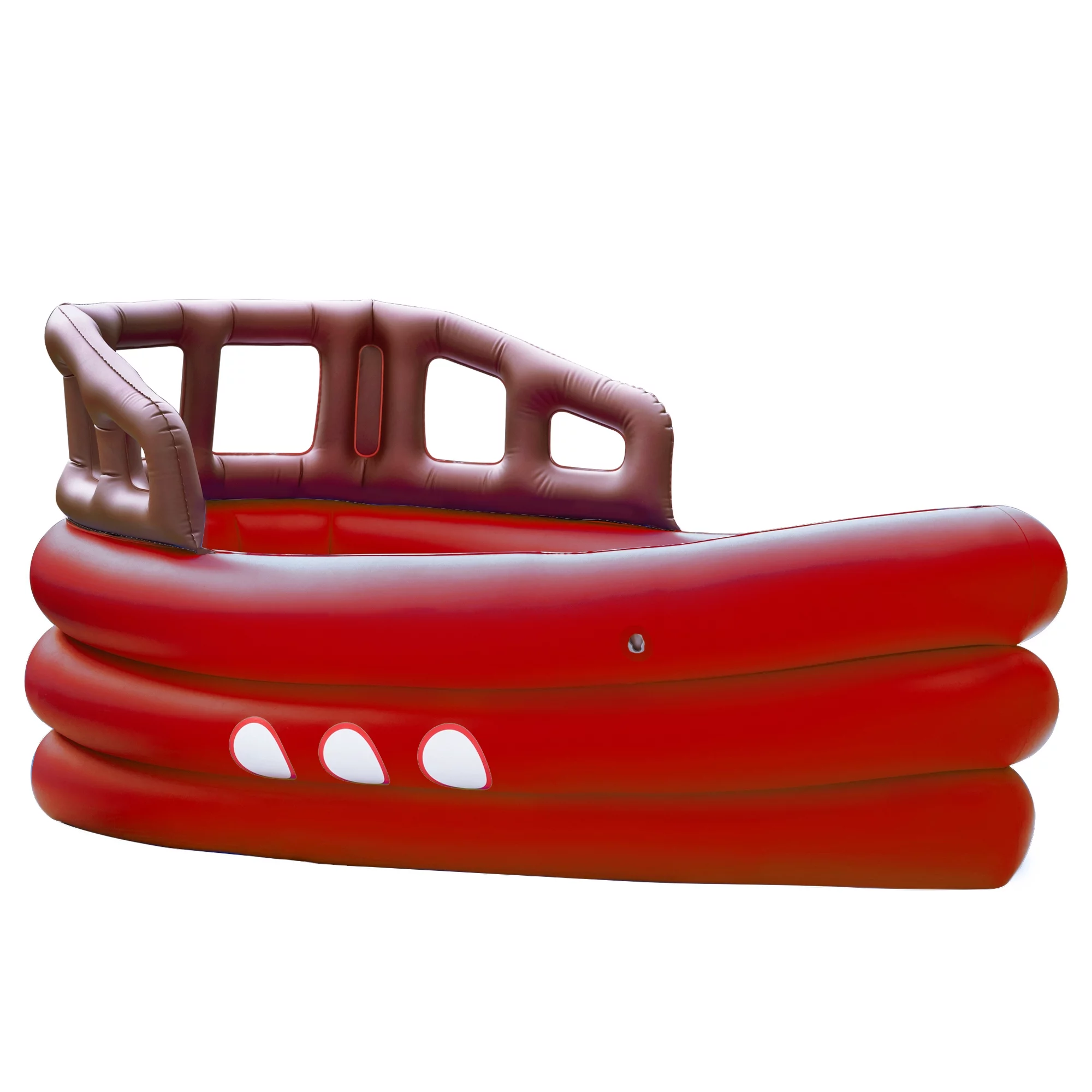 Teamson Kids - Water Fun Pirate boat Inflatable Sprinkler Play Center with pump - Red