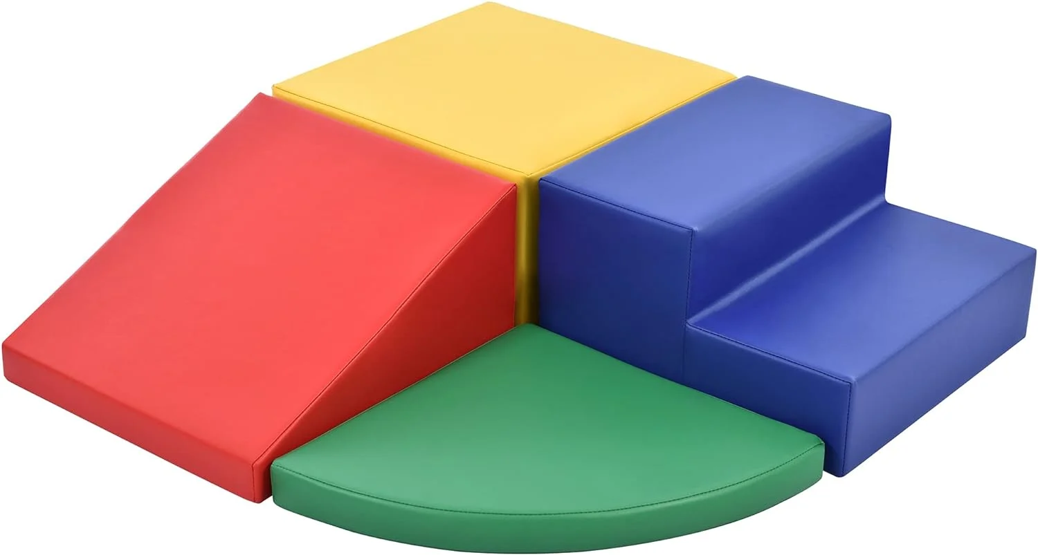 Soft Climb and Crawl Foam Playset, 4 Pieces Safe Soft Foam Nugget Block,Soft Climbing Indoor Set for Preschools, Toddlers, Kids Crawling and Climbing Indoor Active Play Structure