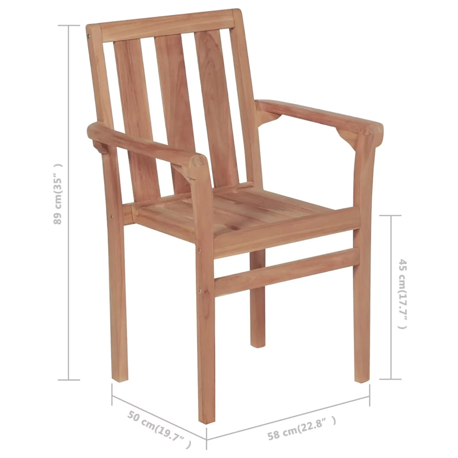 moobody Stackable Patio Chairs 4 pcs Solid Teak Wood