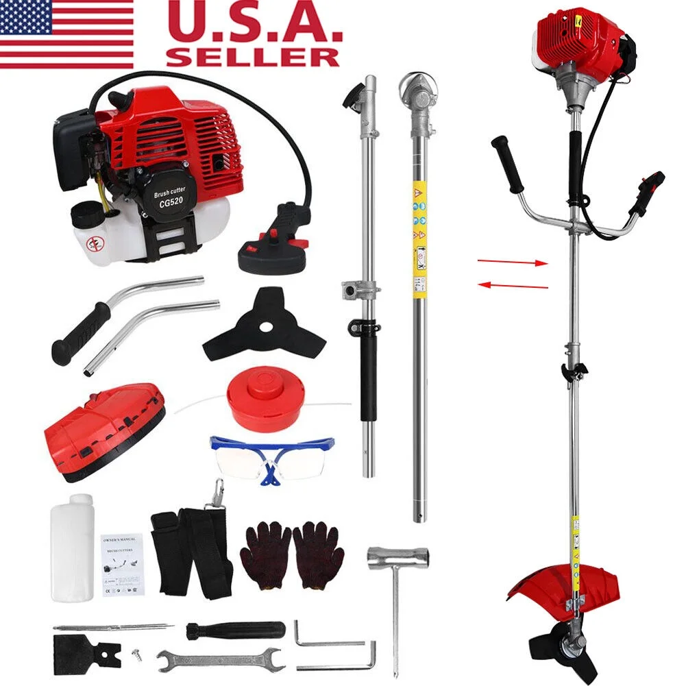 Straight Shaft String Gas Trimmer 2 Stroke 52 CC Weed Grass Eater Brush Cutter