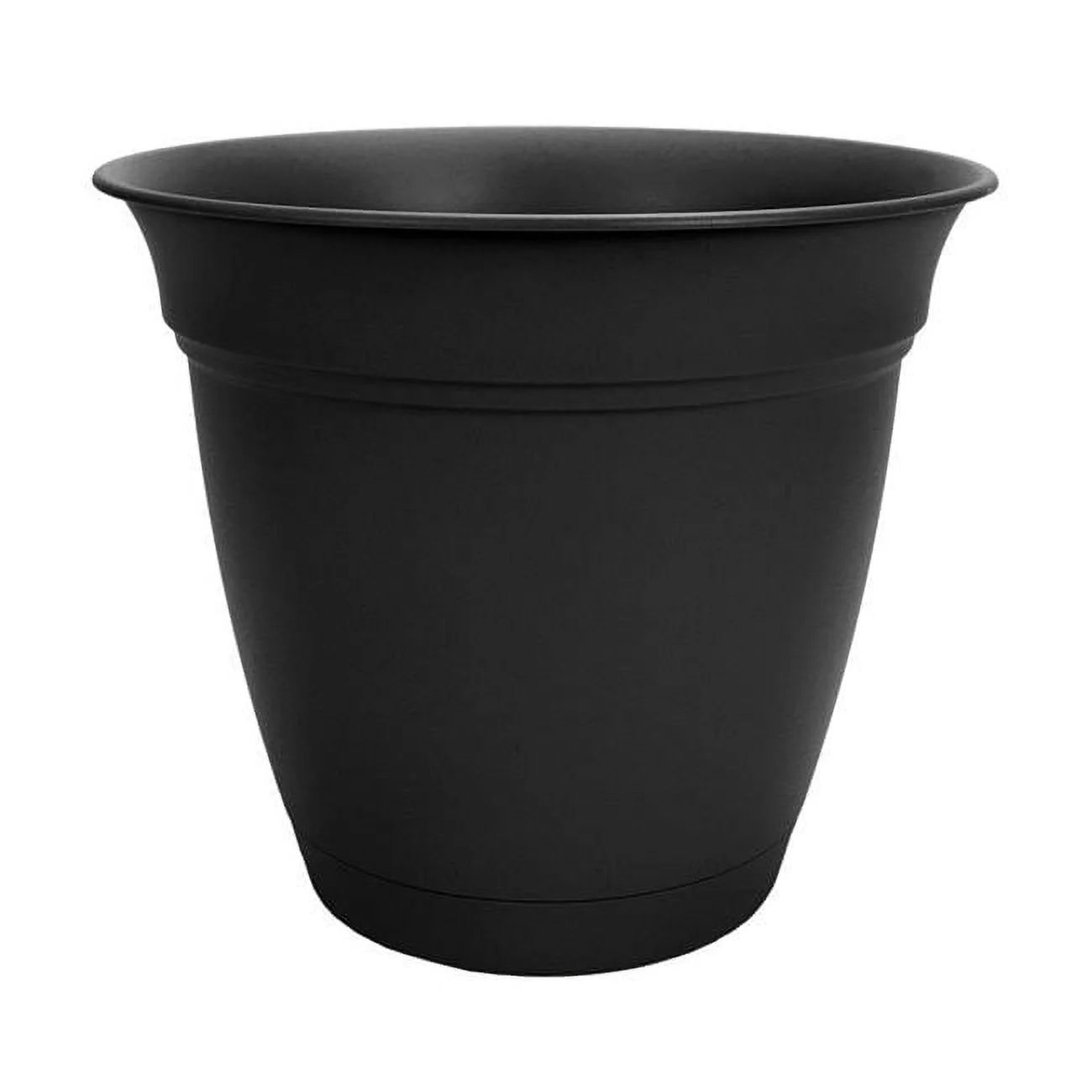 12 in. Attached Saucer Eclipse Pot - Black