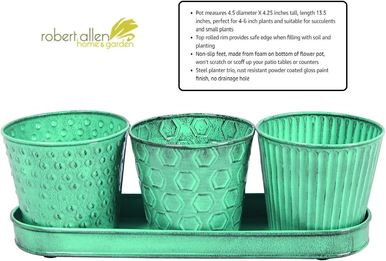 MPT01912 Concord Garden Flower Set With Tray, 4-Inch, Surf Color