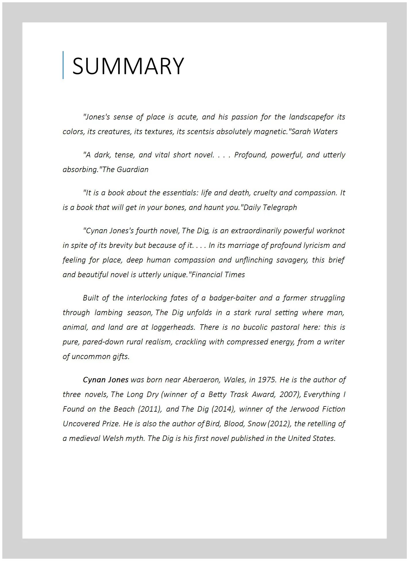 Pre-owned Dig, Paperback by Jones, Cynan, ISBN 1566893933, ISBN-13 9781566893930