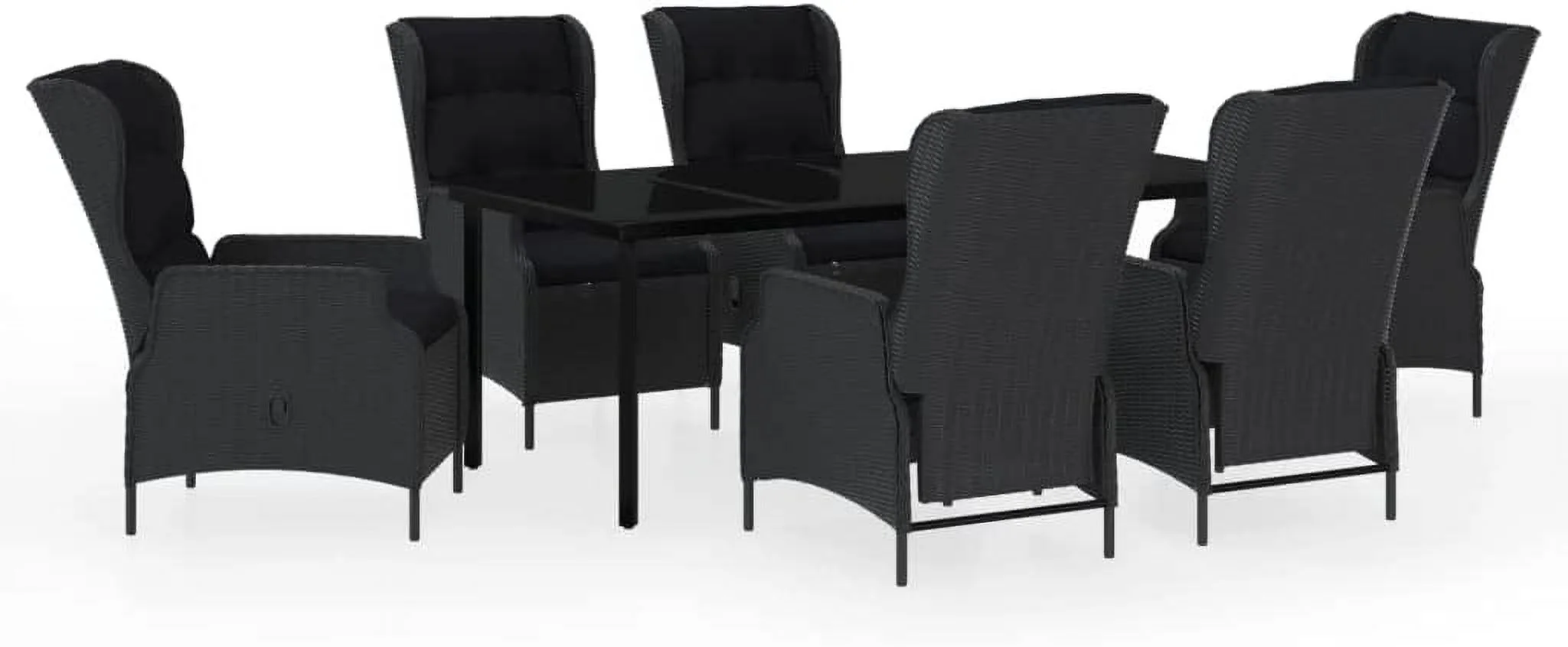 durable 7 Piece Patio Dining Set Dark Gray  with 1 x Table 6 x Chair 6 x Seat Cushion 6 x Back Cushion