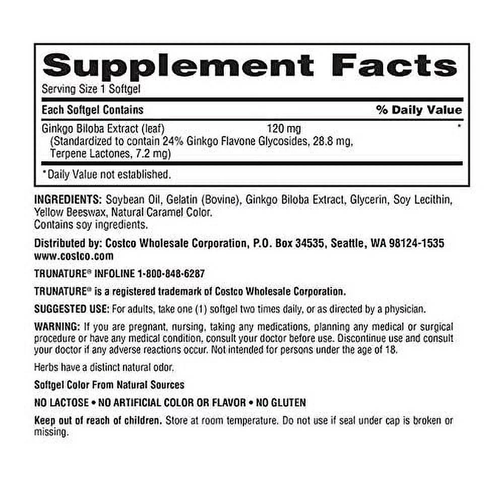 trunature Ginkgo Biloba, 340 Softgels