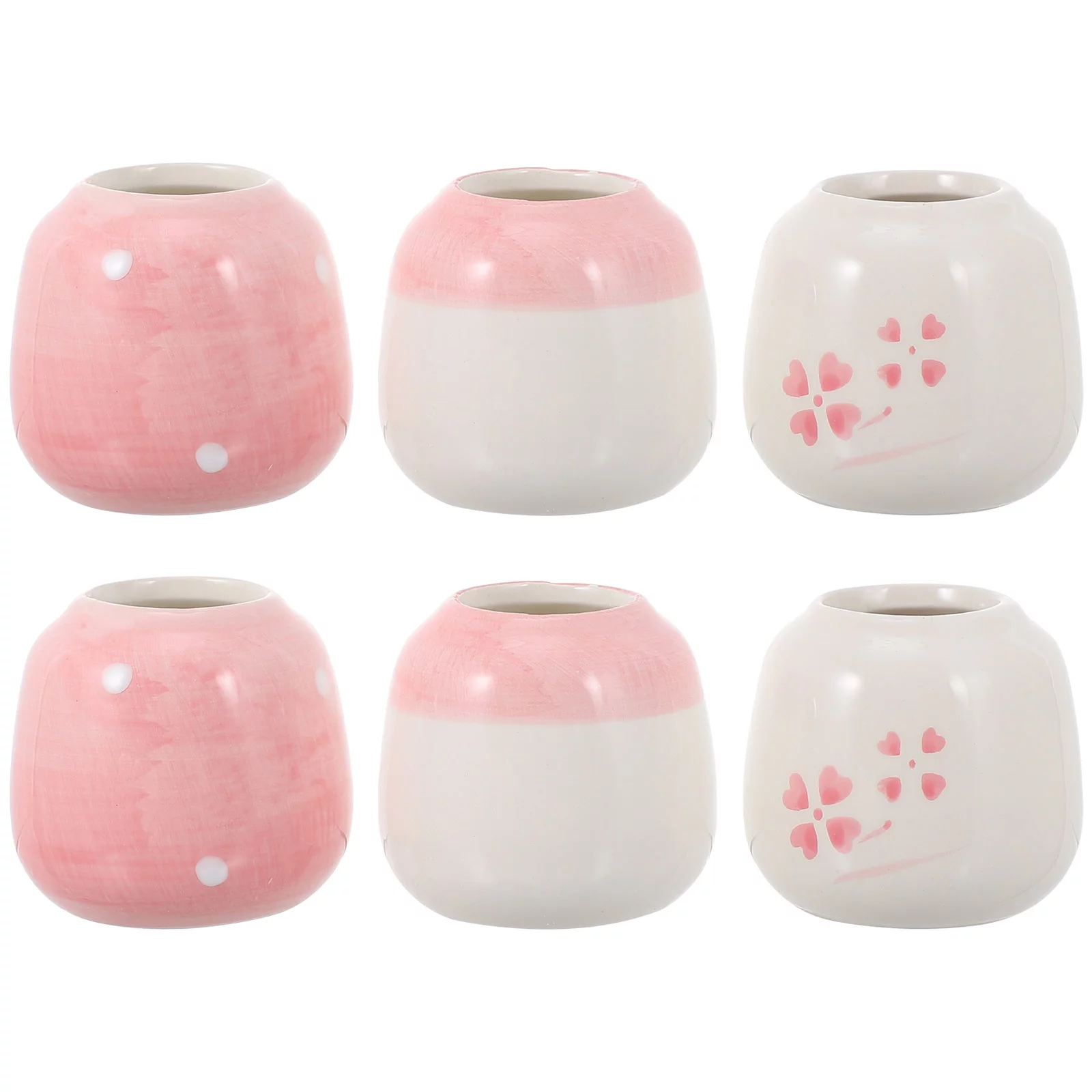 6 Pcs Ceramic Flower Pot Creative Hand-painted Flower Pot Gardening Succulent Holder