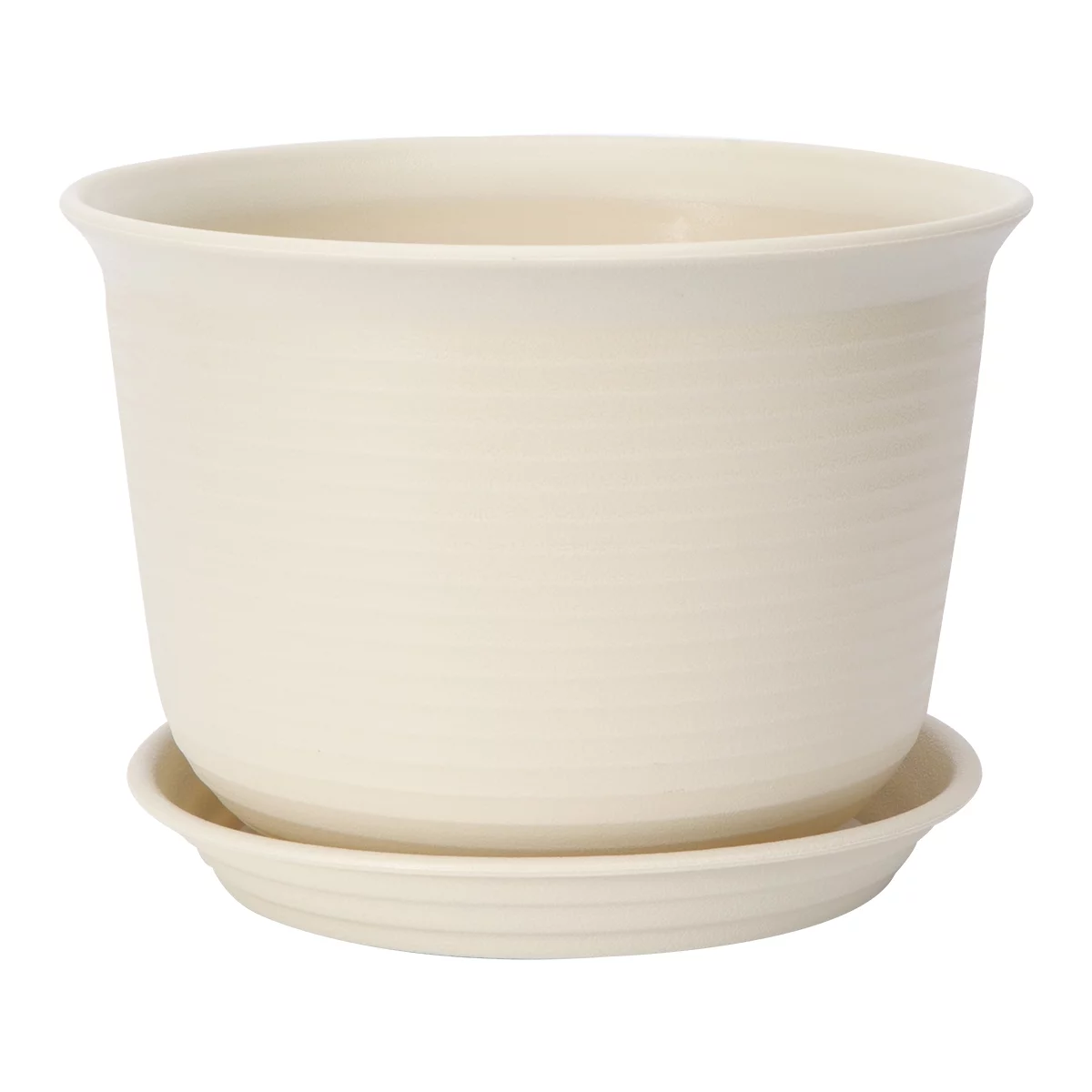 Colorful Plastic Plant Pots Planter Thickening Resin Flower Nursery Pot Garden Plant Pots Flower Pot with Pallet Medium (Apricot)