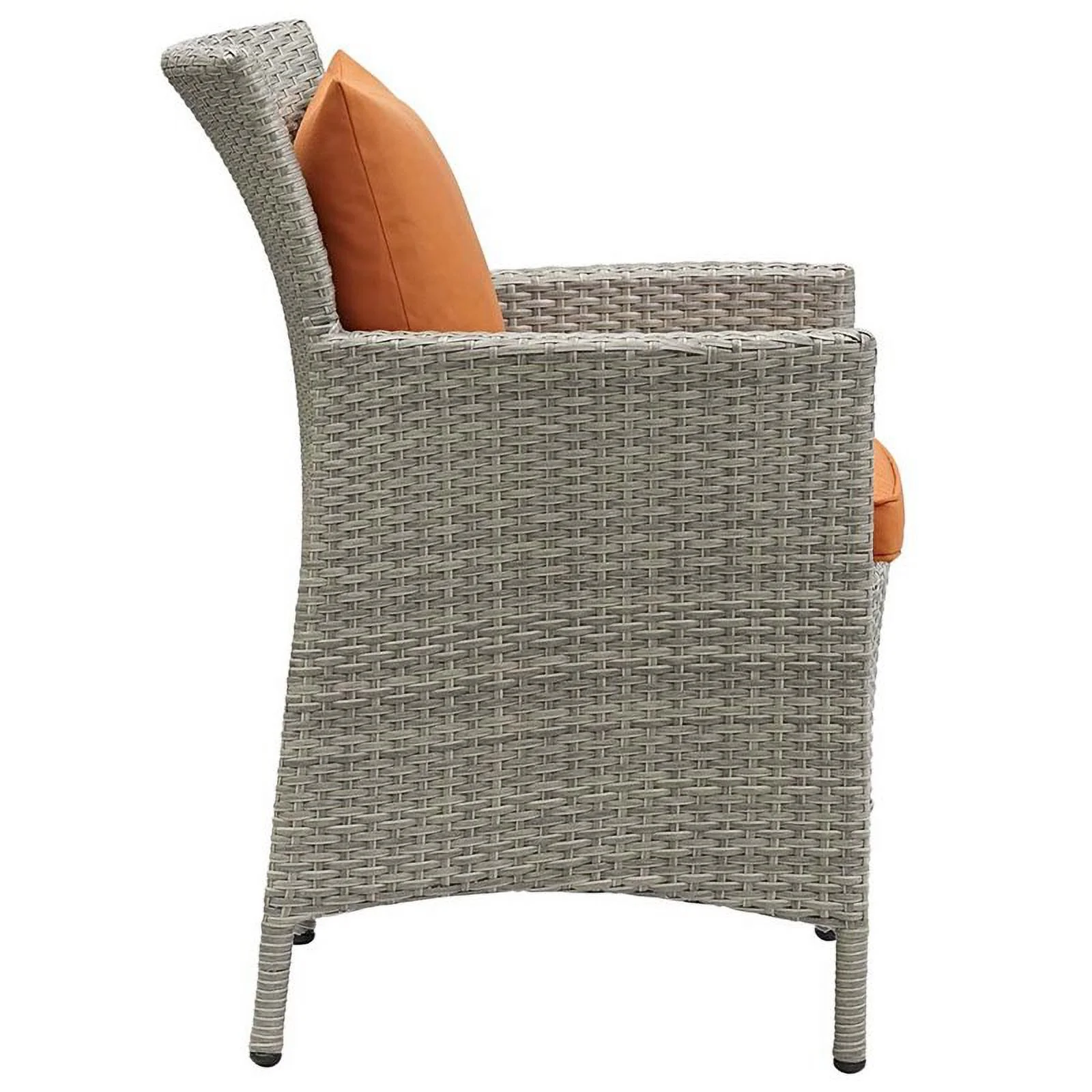 Pemberly Row  Patio Dining Arm Chair in Light Gray and Orange