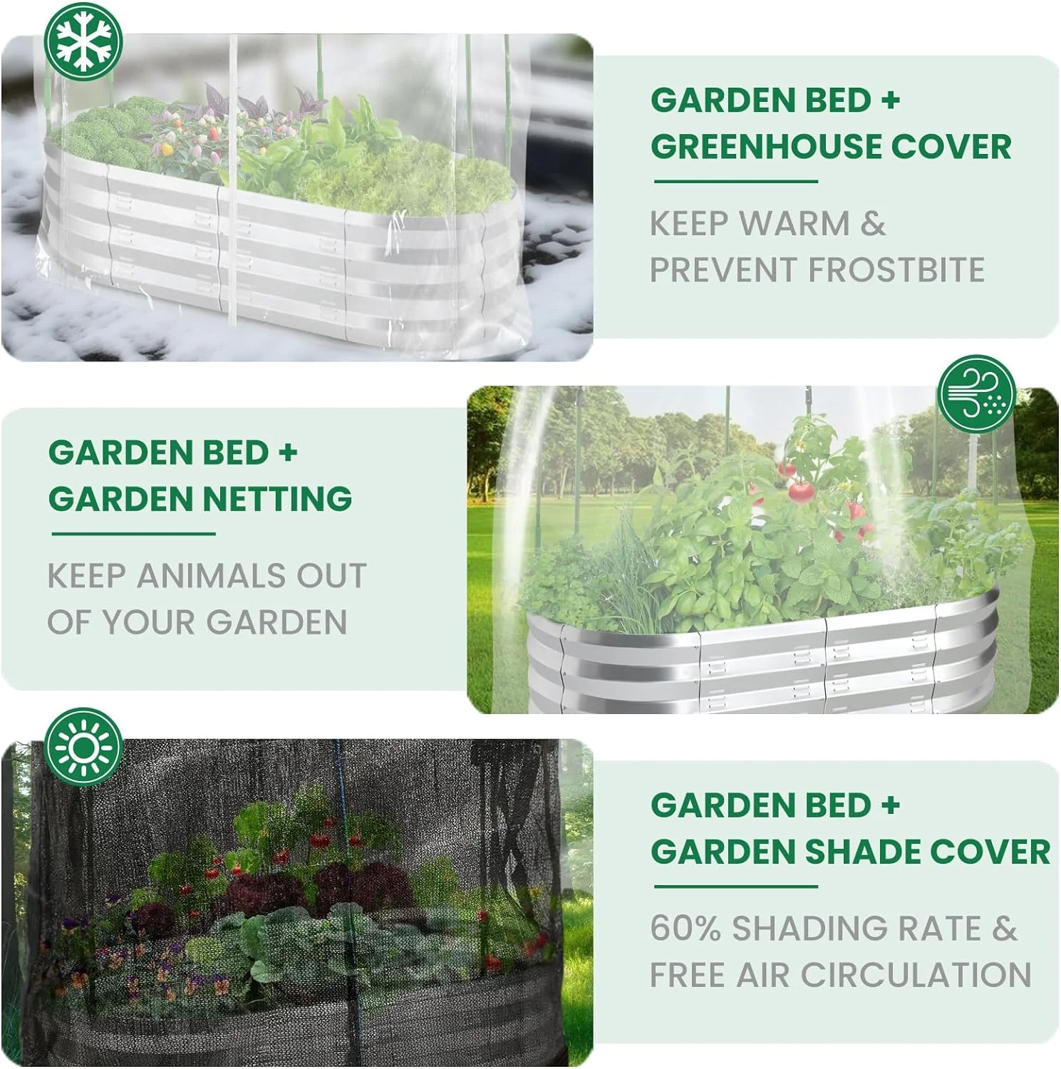 Galvanized Metal Raised Garden Bed with Greenhouse Frame: Versatile Planting Solution for Outdoor Gardening