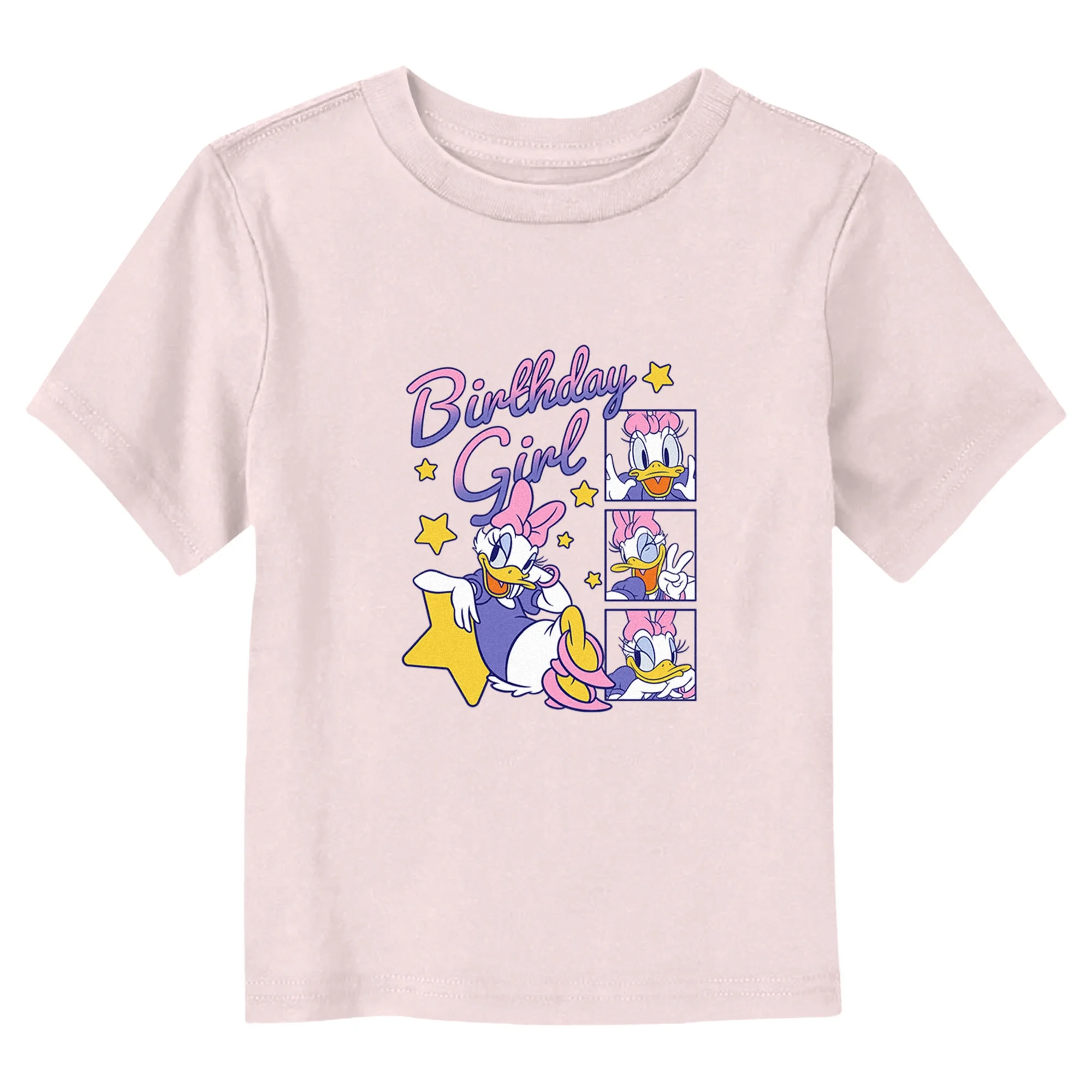 Toddler's Mickey & Friends Daisy Duck Birthday Star Girl  Graphic Tee Light Pink 2T