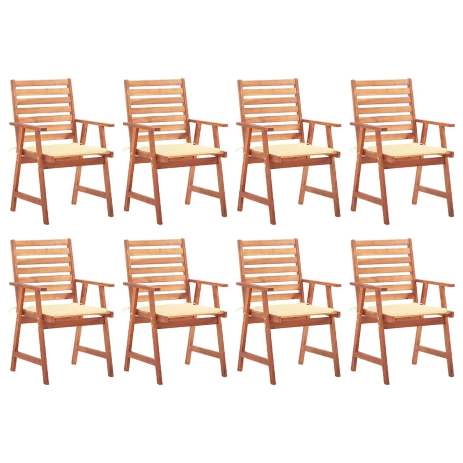 Irfora Patio Dining Chairs 8 pcs with Cushions Solid Acacia Wood