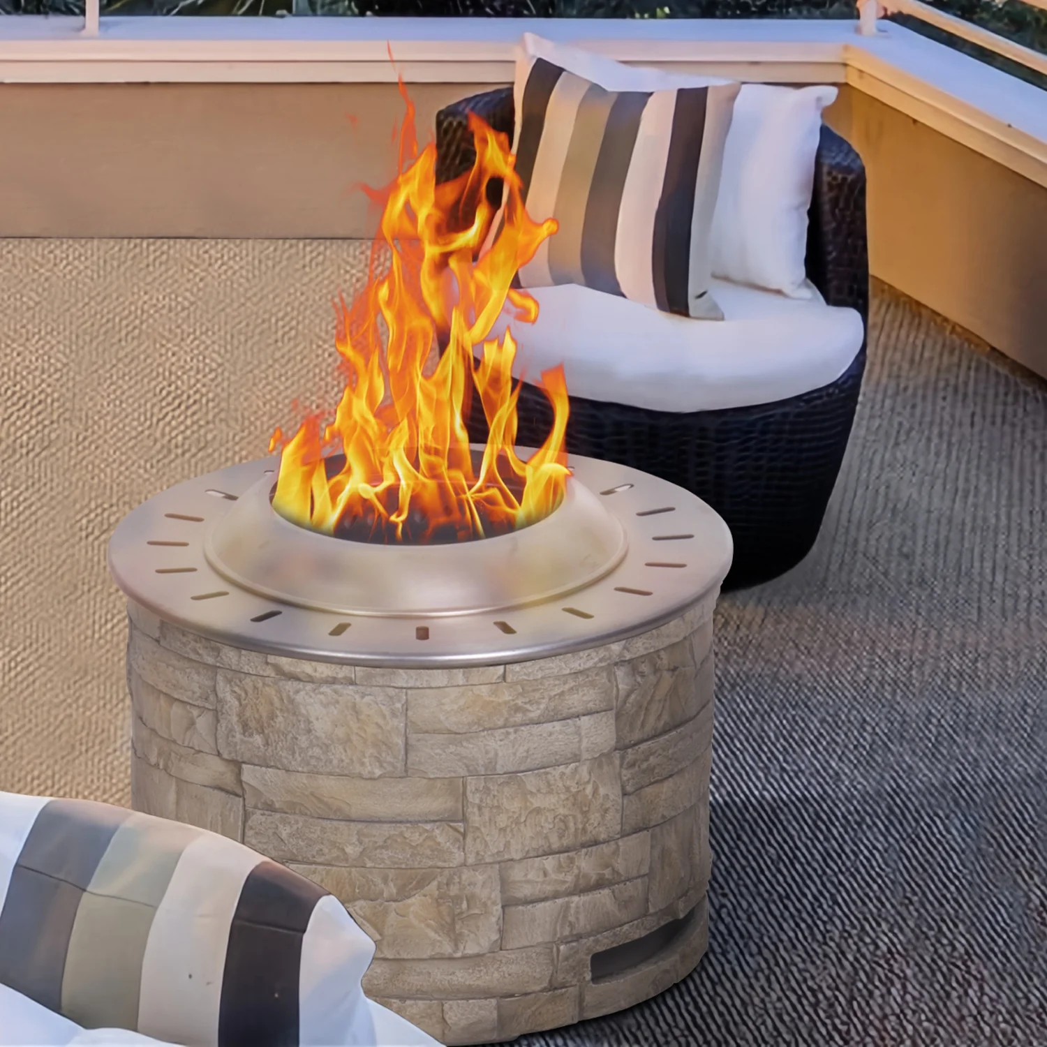 Smokeless Stackstone Firepit with Natural Wood Pellet  Twig  and Wood Fuel for Clean and Efficient Outdoor Heating Solution