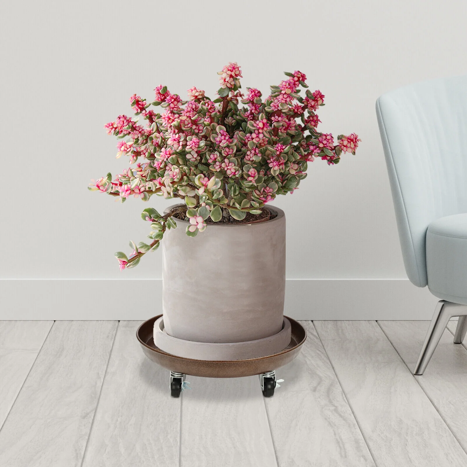 16*4.72in 3Pcs Flowerpot Trays W/ Universal Wheels 16IN Thickened Plant Pot Tray Rack 200-250kg/441-551lbs