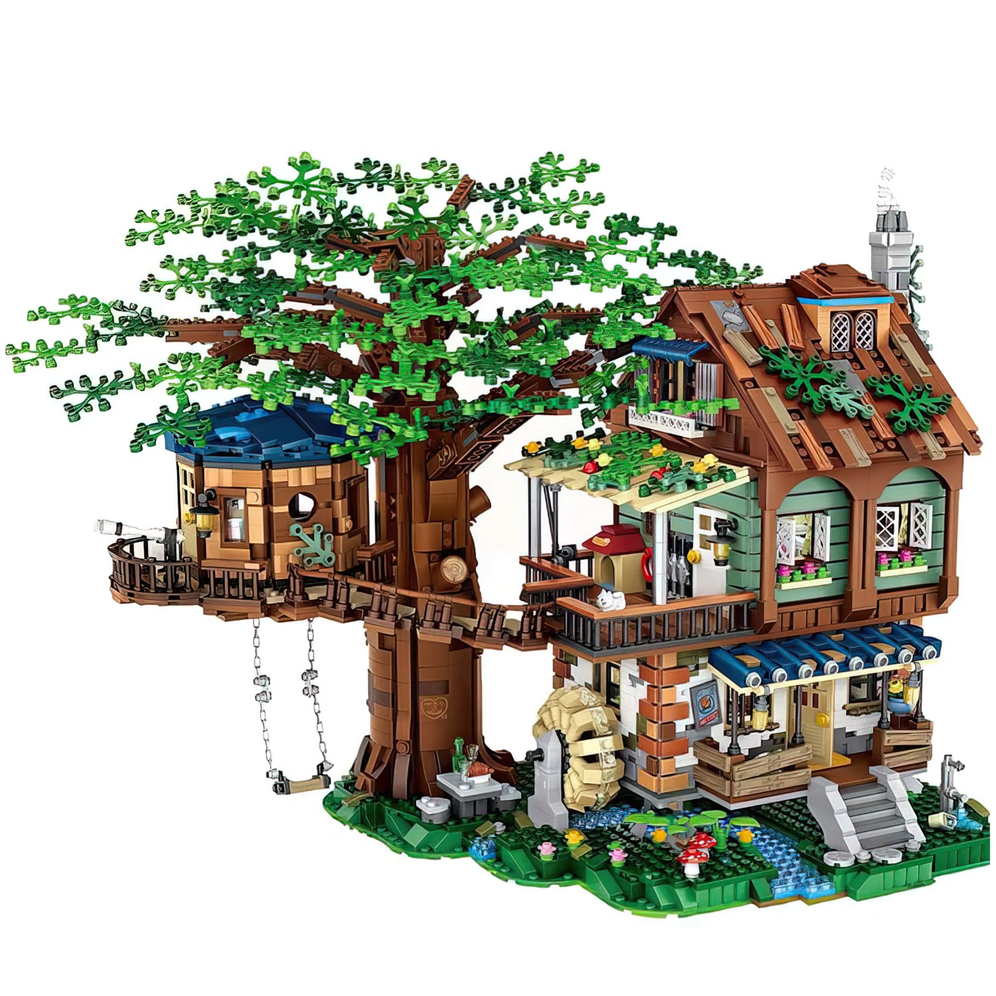 HI-Reeke House Mini Building Block Set Idea Tree Forest House Building Kit Gift for Kid Multi Color