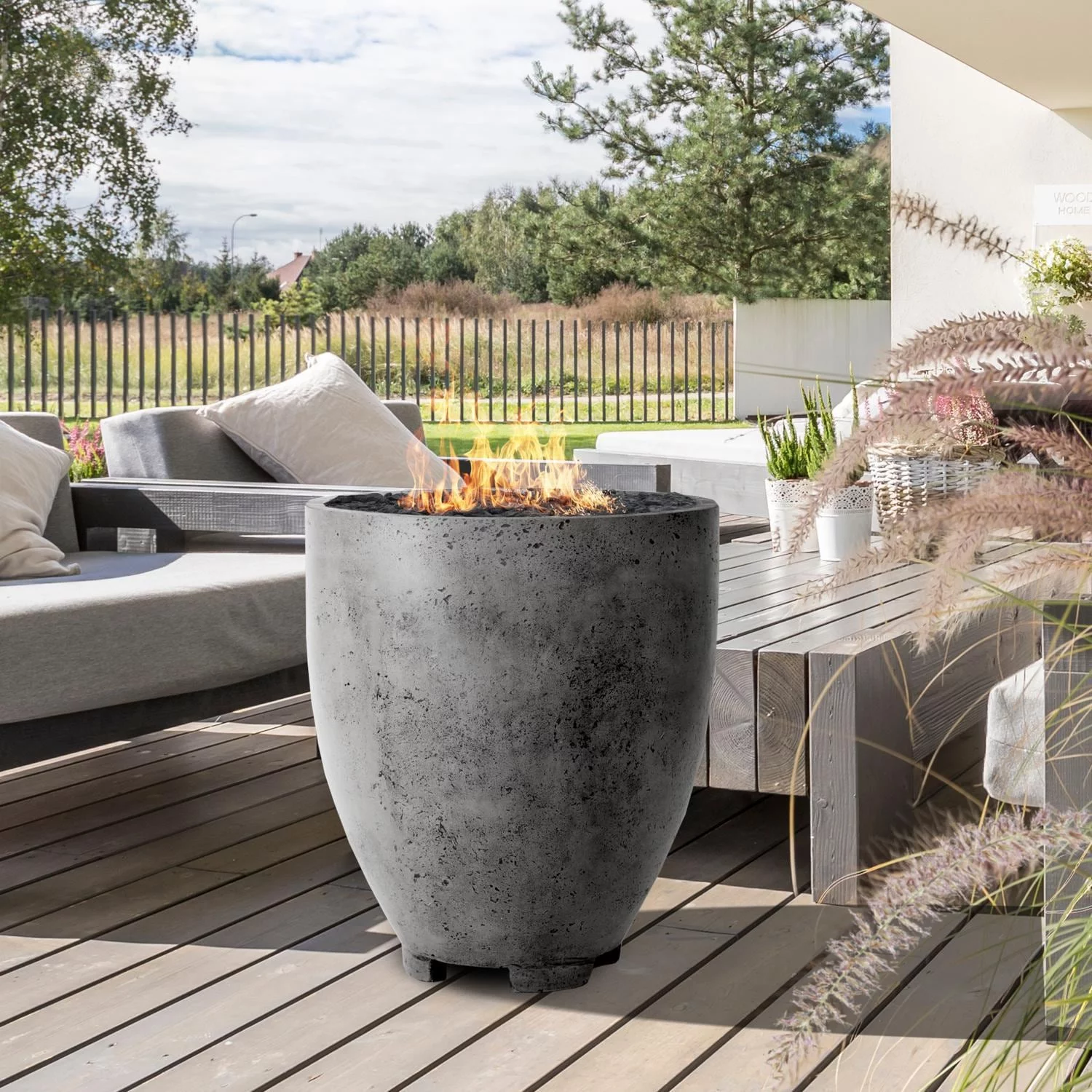 Lakeview Bloomview 1 24-Inch Propane Round Fire Bowl - Pewter - SCPH-413-4LP