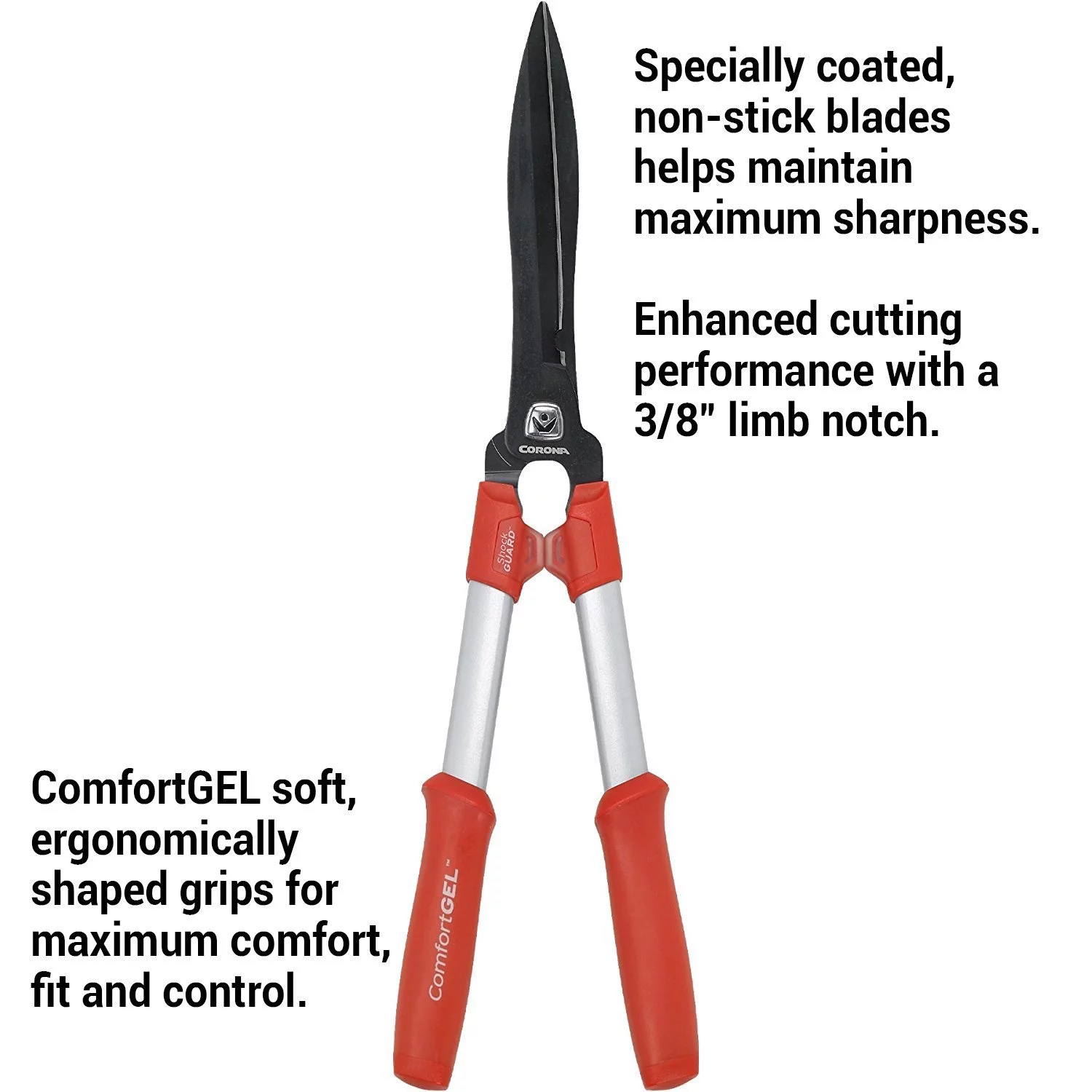 Corona HS3244 HS 3244 ComfortGEL Hedge Shear, 9-Inch Blade, Red