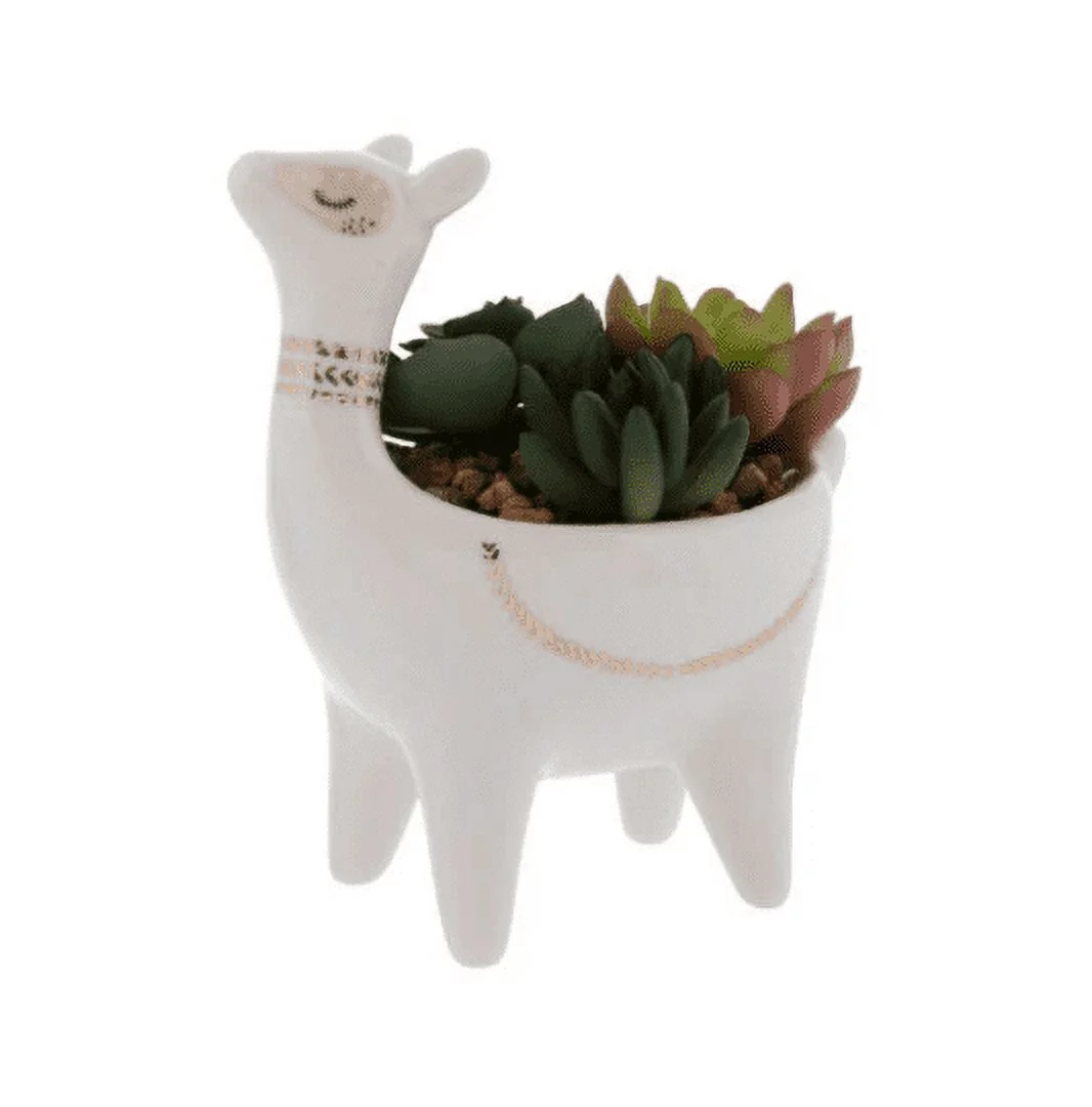 Llama Planter Pot with Faux Succulents | Planter Pot | Faux Succulents | Ceramic Planter | Standing Planter | Succulent Pots | Llama Pot