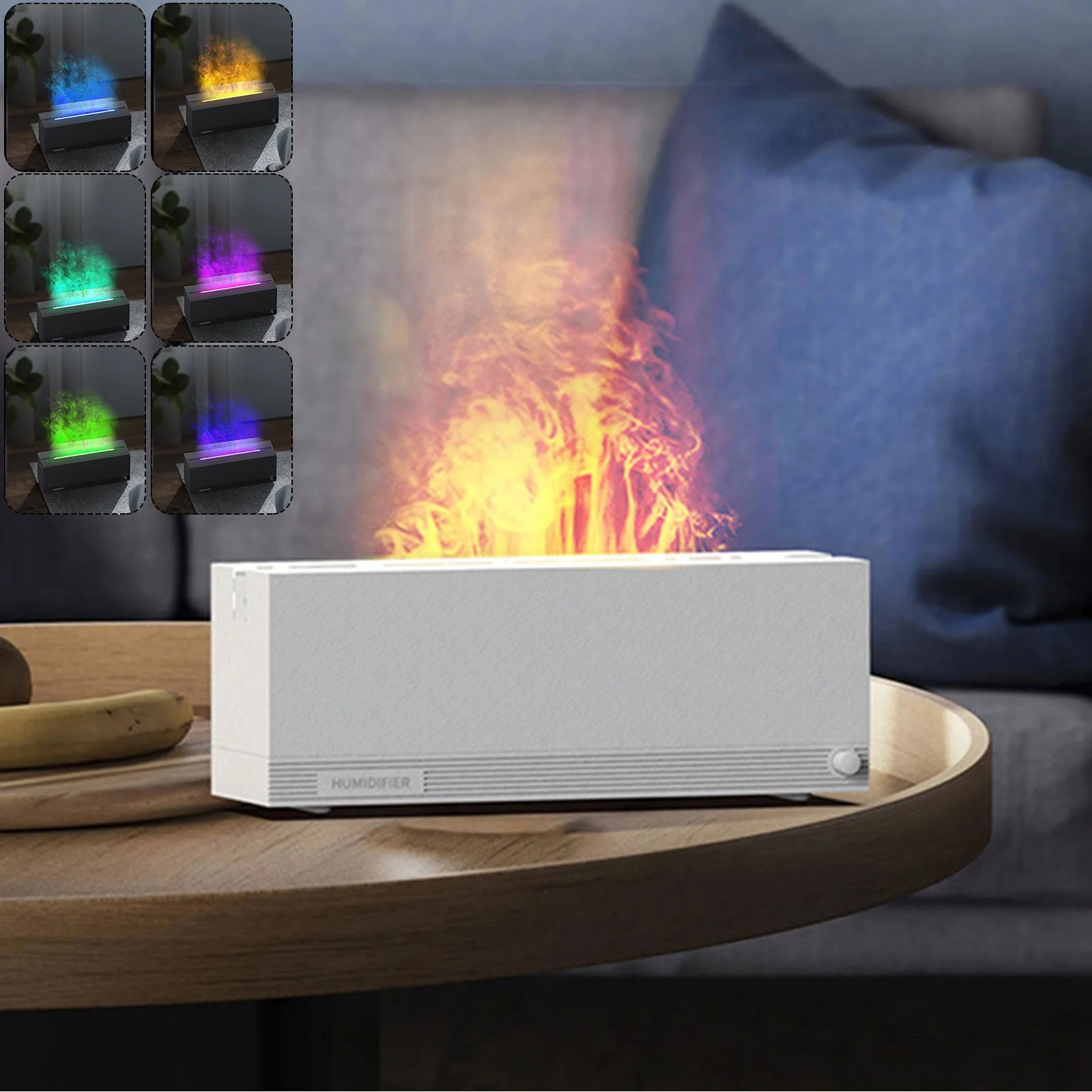 BOLUOYI Flame Aromatherapyhine Fireplace Flame Diffuser Aromatherapy Oil Diffuser 320Ml Cool Mist Humidifier for Bedroom Office Home Yoga Timer Auto Off Colorful Night Light 4th of July Outdoor