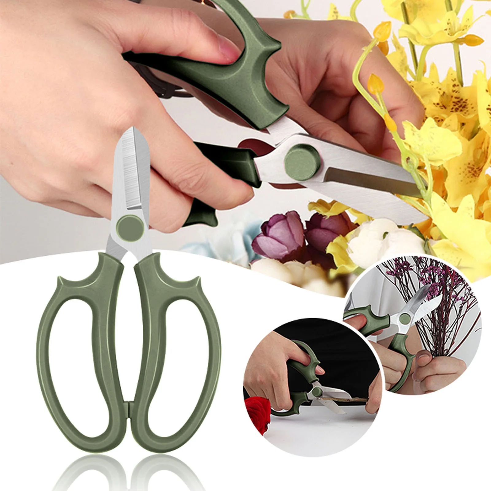 DYWADE July 4 Garden Flower Scissors Thickened Stainless Steel Flower Scissors Strong Trimmer for Flowers Branches and Leaves E One Size