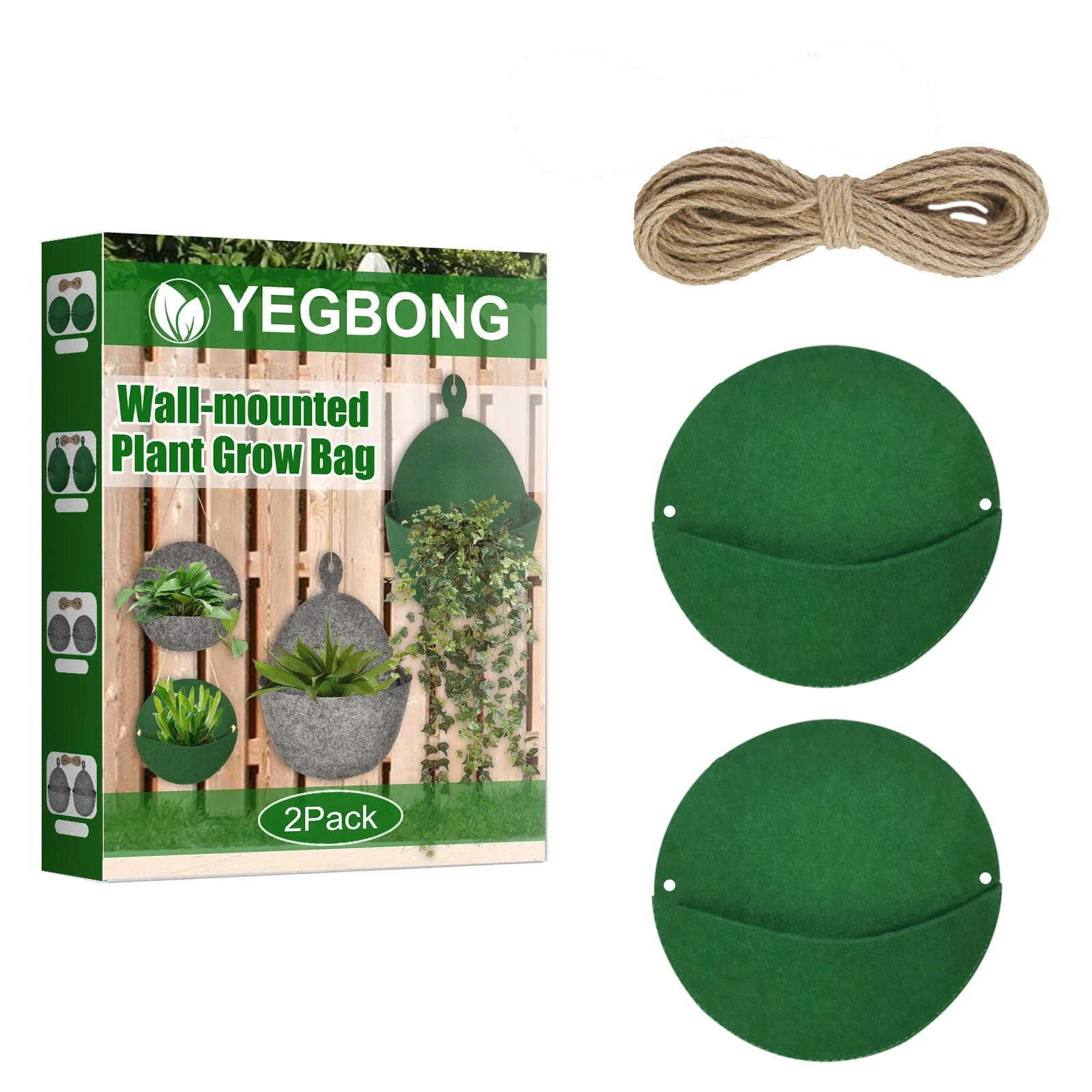 OUHUON 2 Pack Felted Hanging Planter Basket For Home Garden Yard Office Outdoor Indoor Plants Flower Pot Boho Decor Pot Cover