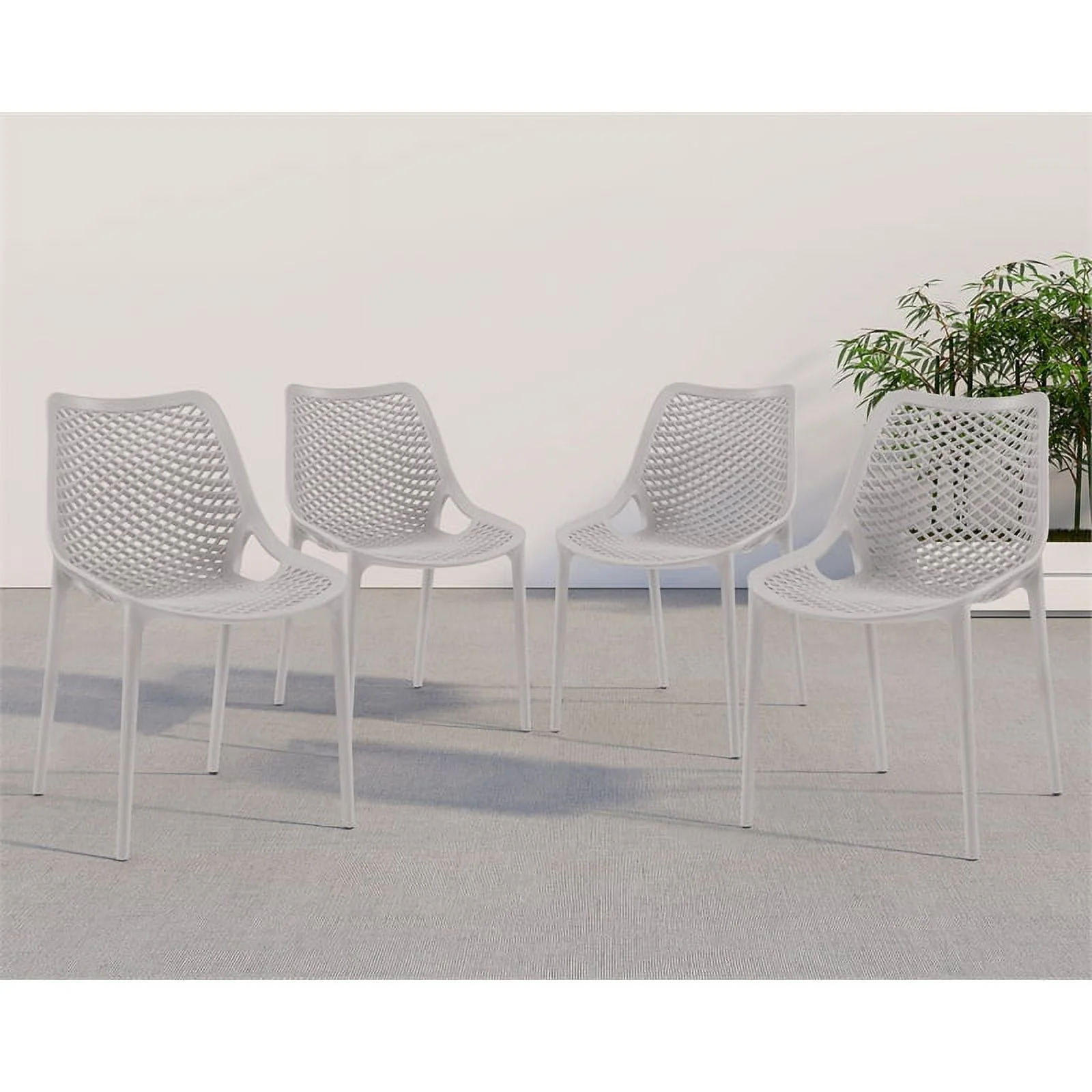 Meridian Furniture Mykonos Grey Outdoor Patio Dining Chair (Set of 4)