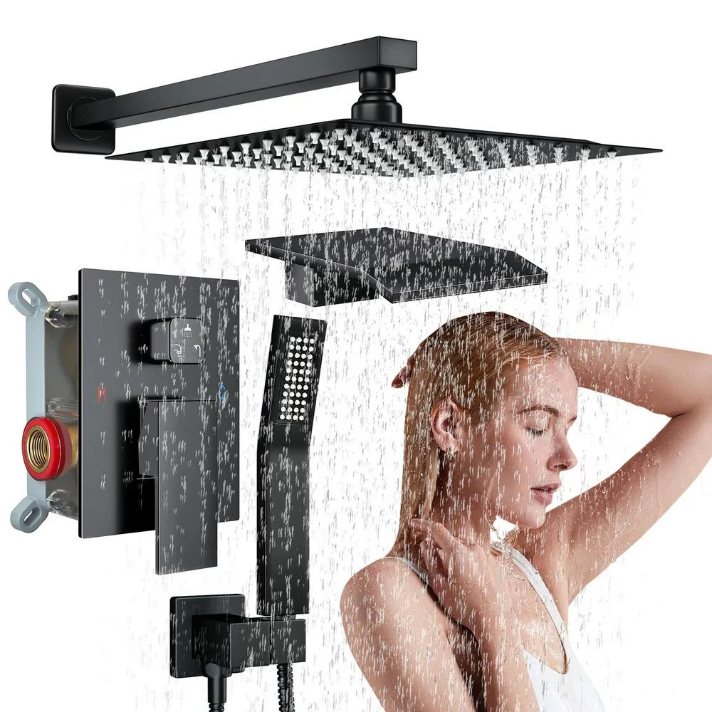 Flroha Shower Head Sets for Bathroom | Shower System High Pressure Kit | Shower Hardware Set, Faucet Shower with Hose, Matte Black Shower Fixtures, Handheld Shower Combo