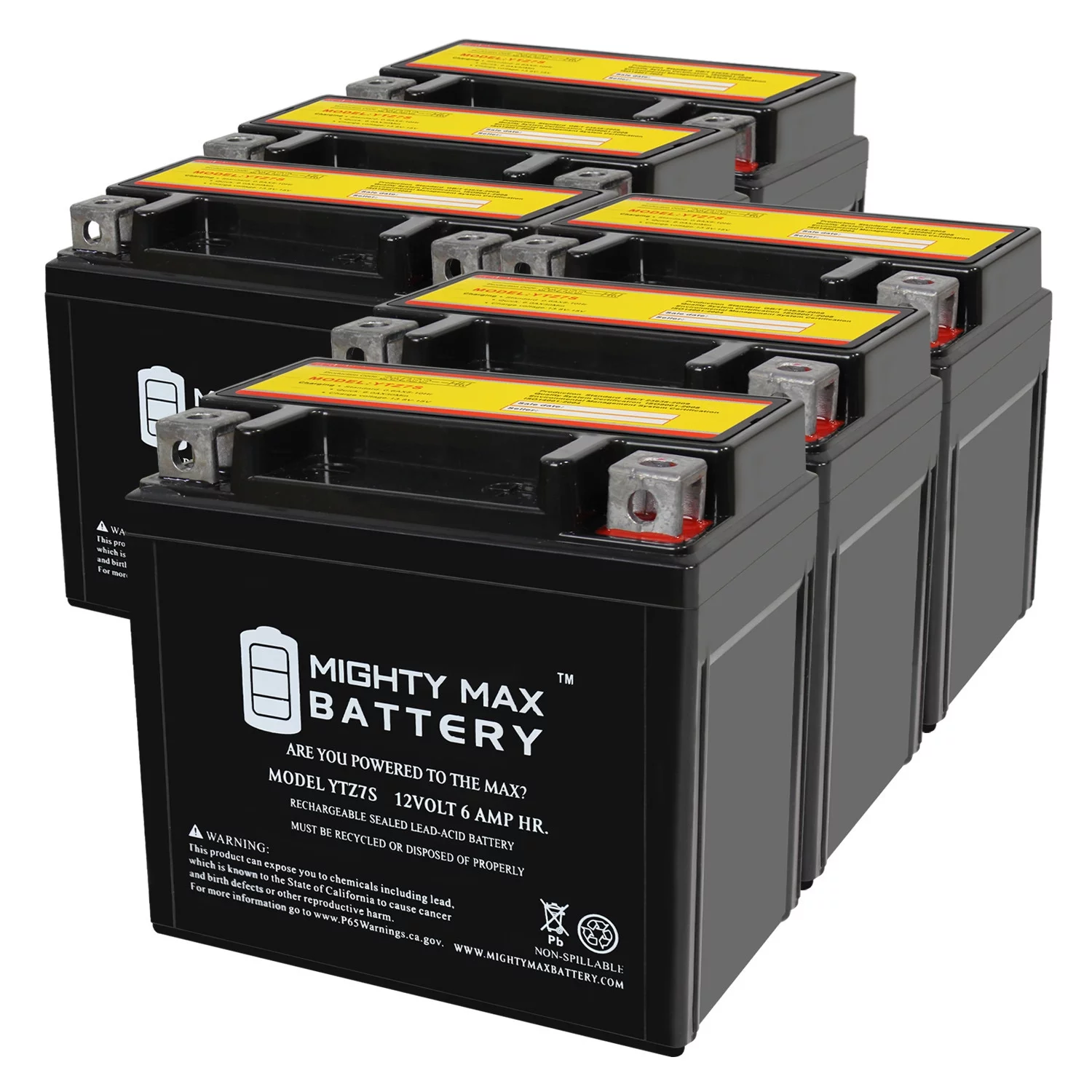 YTZ7S 12V 6AH Replacement Battery compatible with ATV Snowmobile Mowers PWC Watercraft - 6 Pack