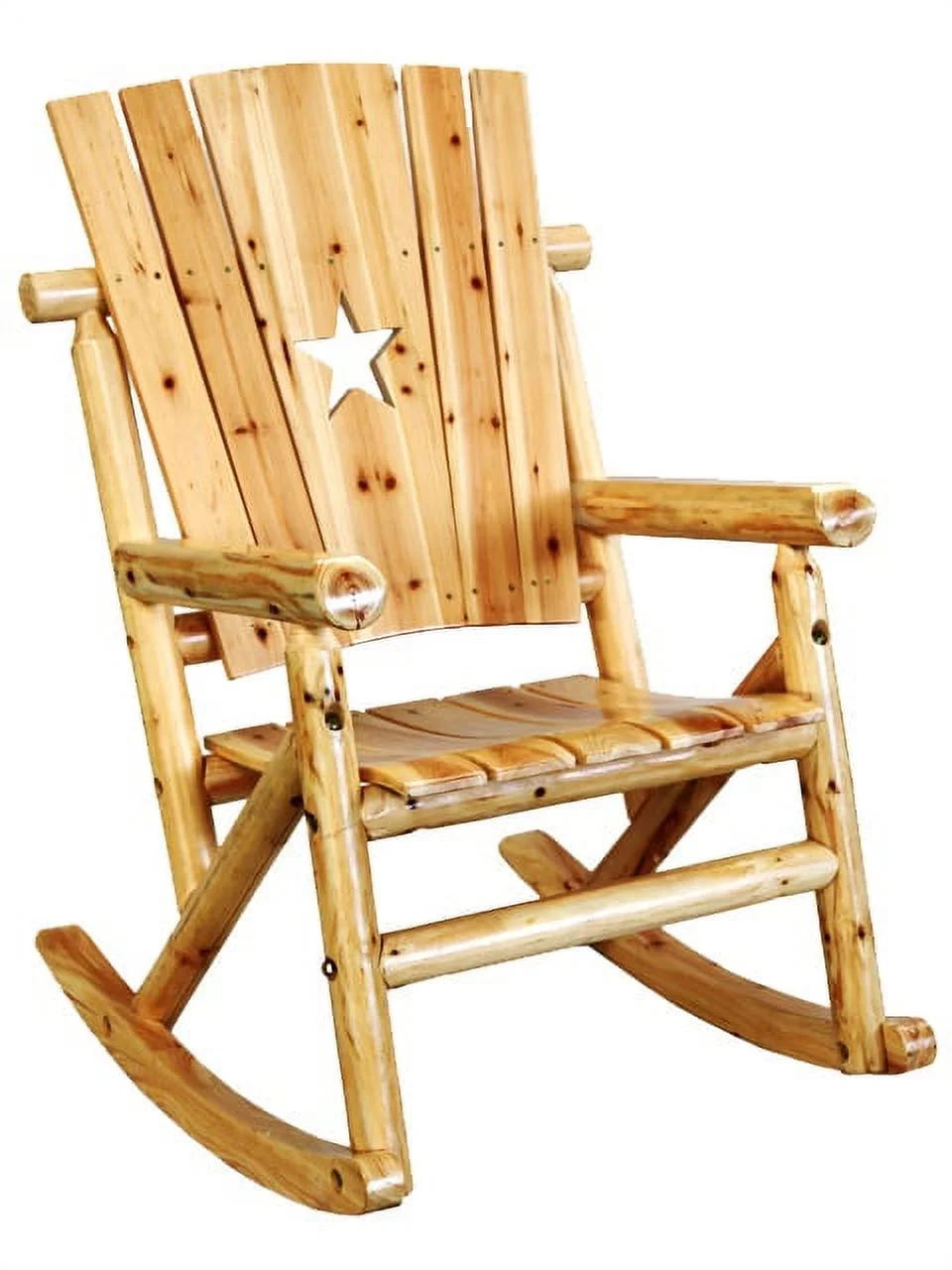 Leigh Country Aspen Outdoor Adult Wood Rocker with Star Cut Out Natural Beige