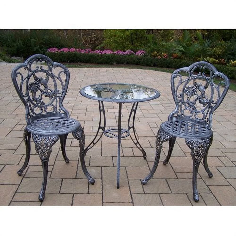 Oakland Living 3205-AB Hummingbird 3 Pc Bistro Set - Antique Bronze