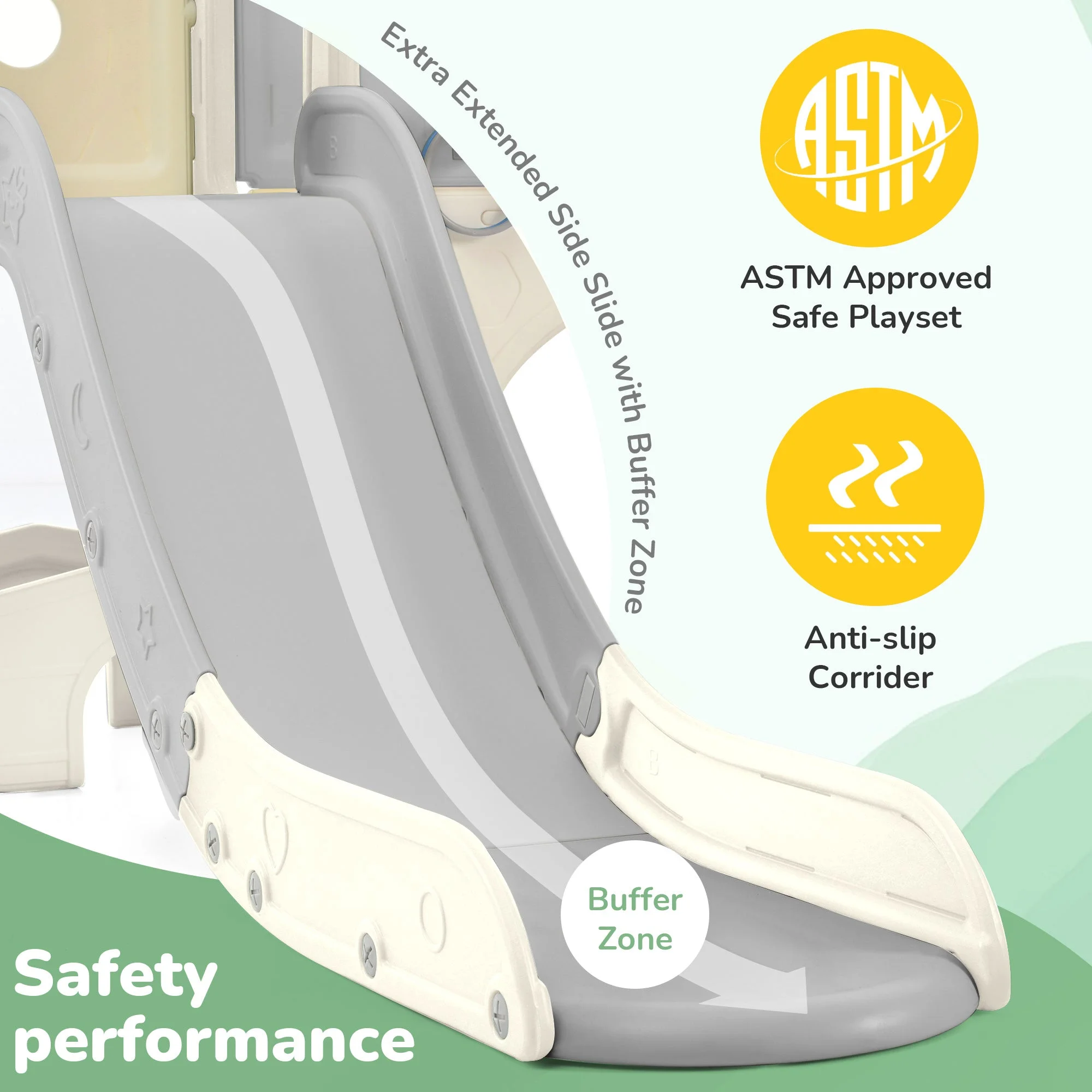 Kids Slide Playset Structure 7 in 1, Freestanding Spaceship Set with Slide, Arch Tunnel, Ring Toss and Basketball Hoop