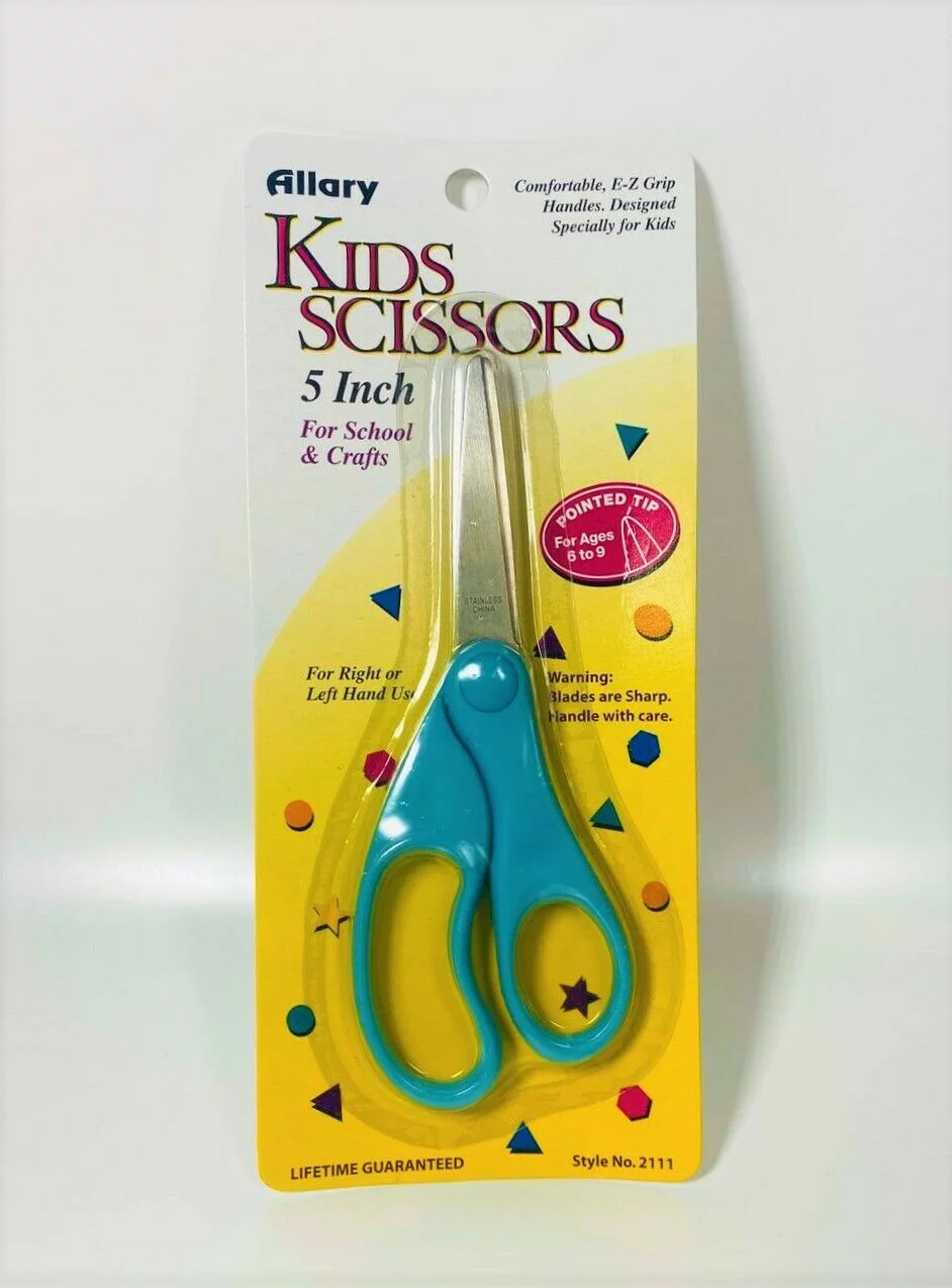 Allary #2111 Kids Scissors, 5 Inch (Green) Pointed Tip LOT OF 4