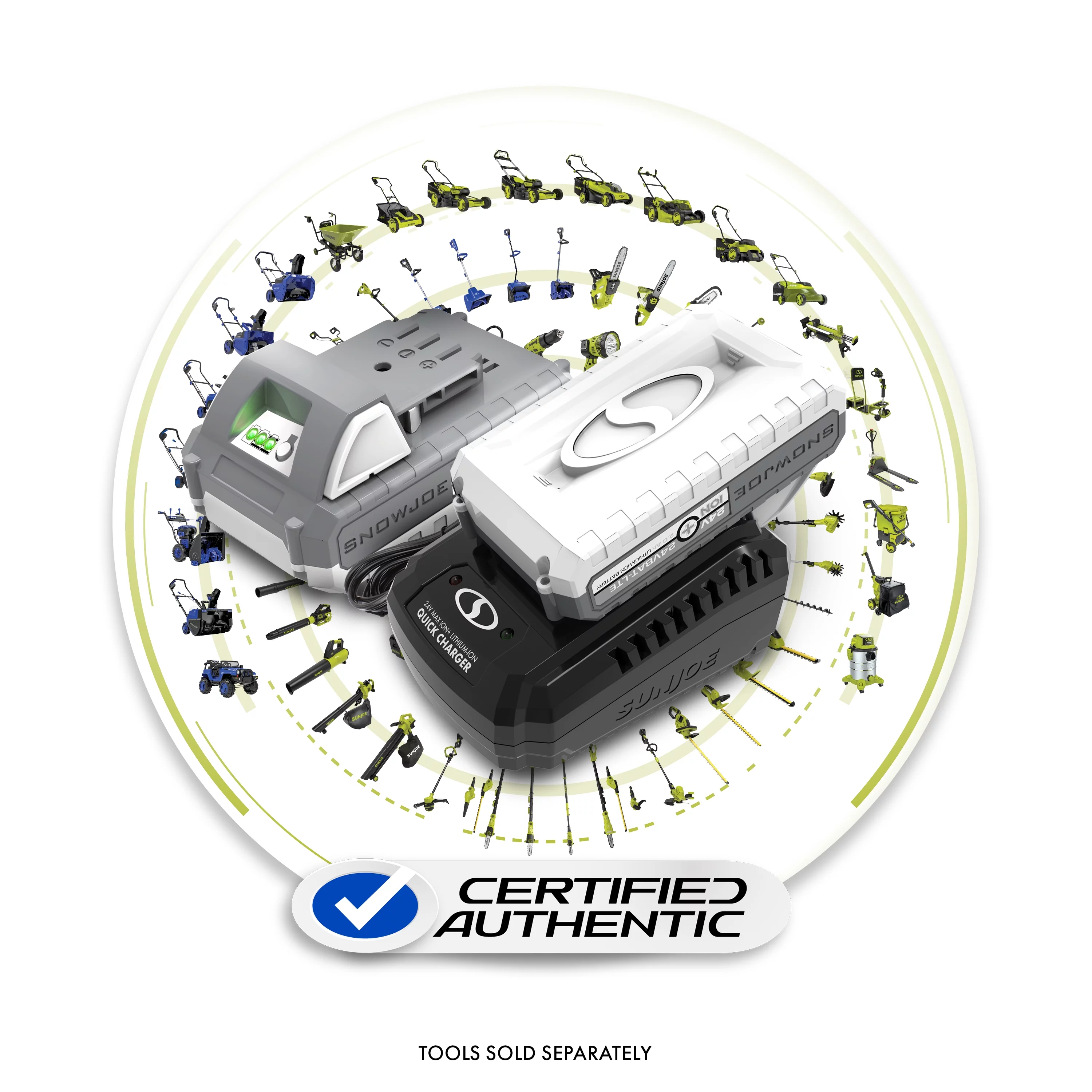 Snow Joe Certified Authentic 24-Volt Starter Kit, 2 x 2.0-Ah Batteries & Quick Charger