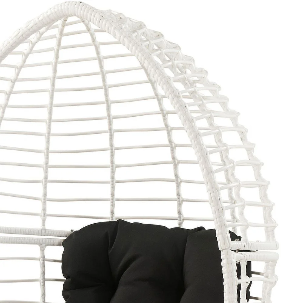 Buumin Black and White Patio Chair with Removable Cushion