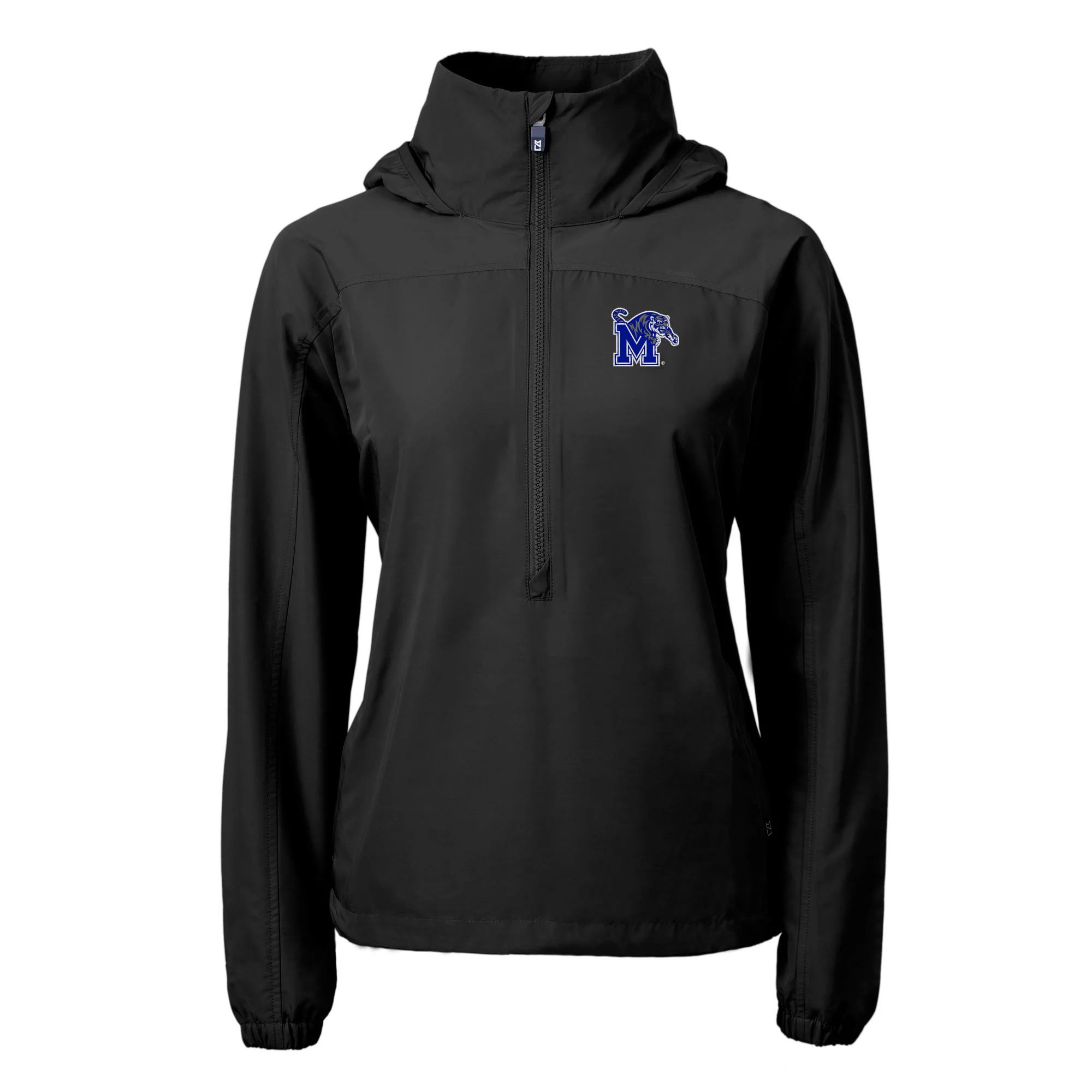 Women's Cutter & Buck  Black Memphis Tigers Charter Eco Recycled Half-Zip Anorak Jacket
