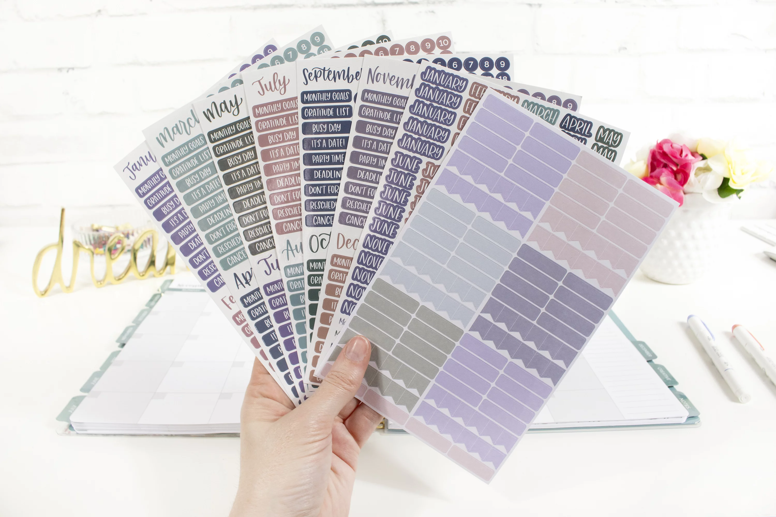 bloom daily planners Sticker Sheets, Calendar Essentials