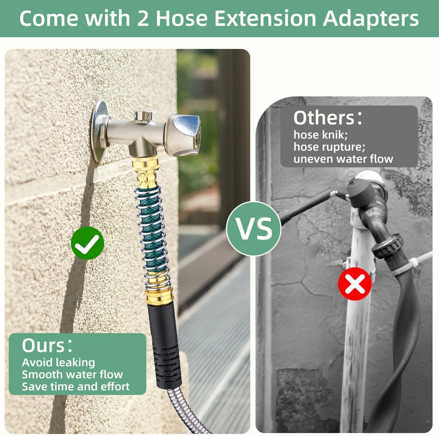 Metal Garden Hose 50ft  Liffey 304 Stainless Steel Water Hose With 2 Hose Extension Adapter  2-Ways Hose Splitter and 10-Function Nozzle  3/4‘‘ Fittings  Liffey Tangle & Kink