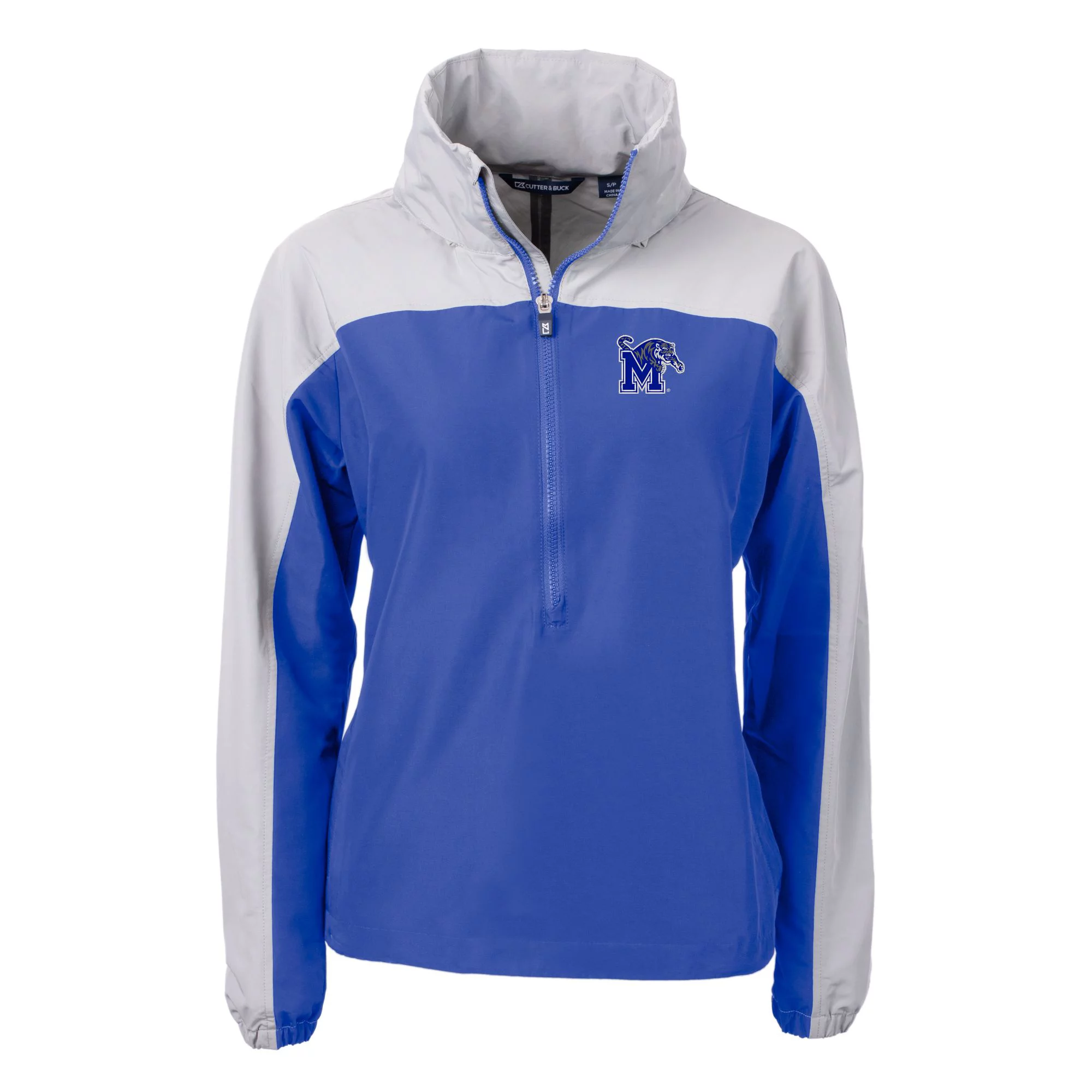 Women's Cutter & Buck  Royal Memphis Tigers Charter Eco Recycled Half-Zip Anorak Jacket
