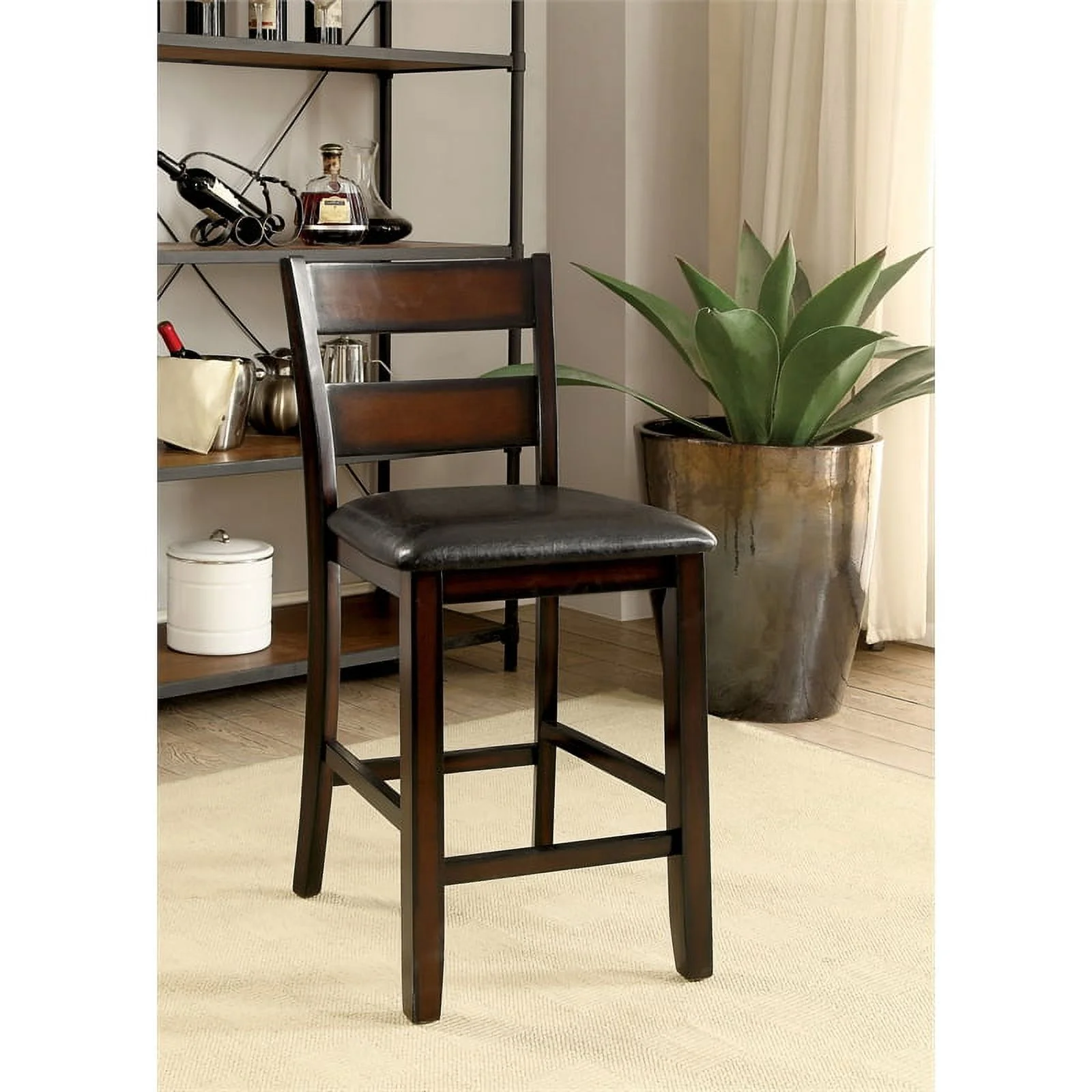 Furniture of America Berkshire Wood 5-Piece Counter Dining Set in Brown Cherry